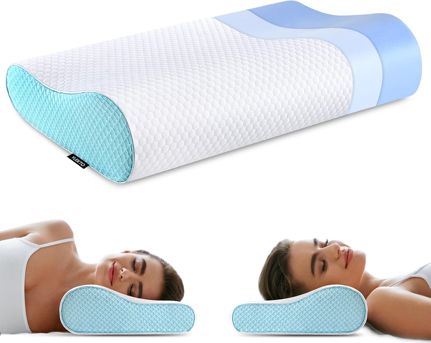 Memory Foam Pillows Neck Pillow Bed Pillow for Sleeping Ergonomic Cervical Contour Pillow for Side Back Stomach Sleeper for Neck and…