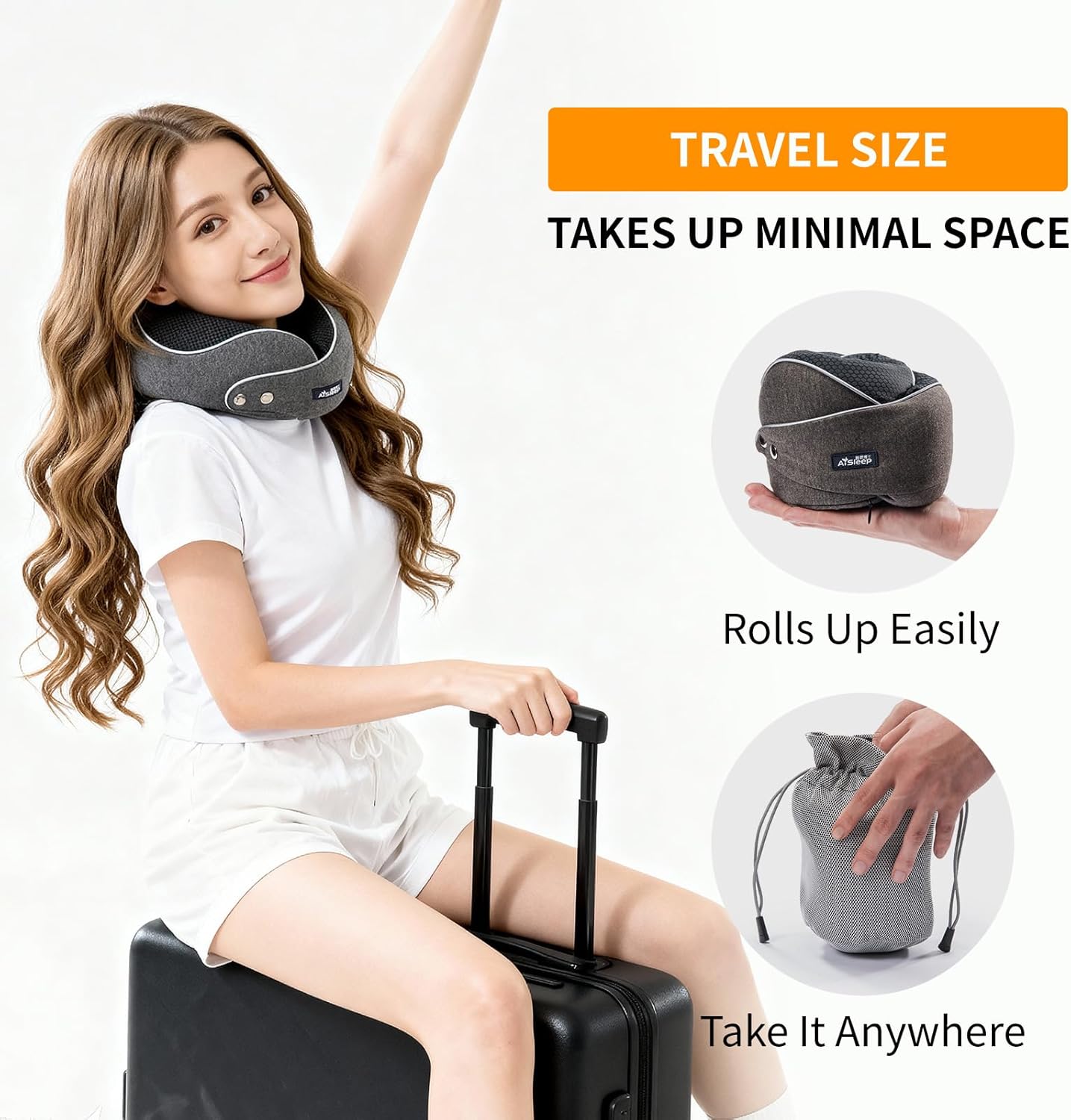Travel Pillow, Memory Foam Neck Pillow Airplane, Travel Pillows for Airplanes, 360o Ergonomic Design Travel Neck Pillow for Travel, Car…