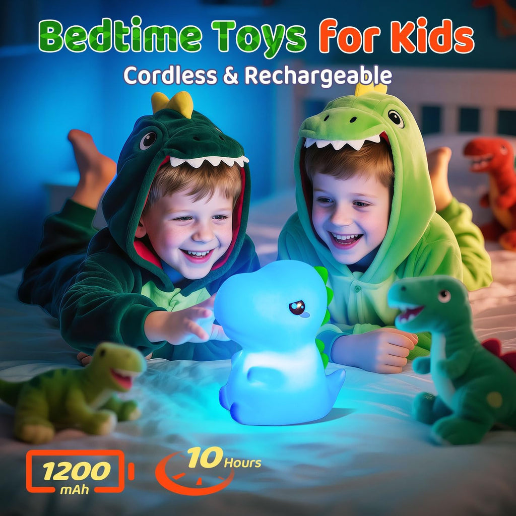 OneFire Dinosaur Toys for Kids 3-5,16 Colors+Silicone+Dimmable+12 Hr Use Night Light for Kids Night Light, Toys for 3-8 Year Old Boy, Toddler…