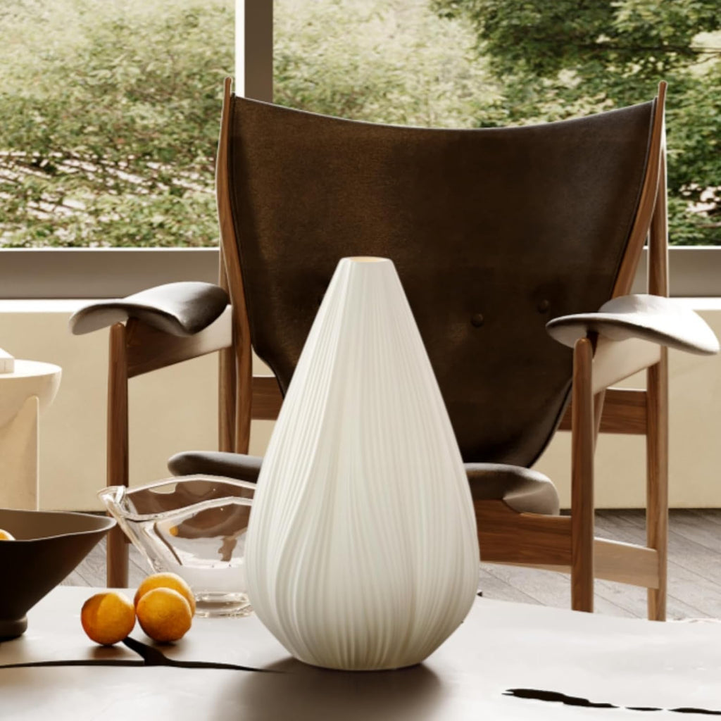 Rondure 12.5" Modern Ceramic Table Lamp, Fully Dimmable Modern Bedside Lamps for Bedroom, Living Room and Nightstand, White Translucent Cer…