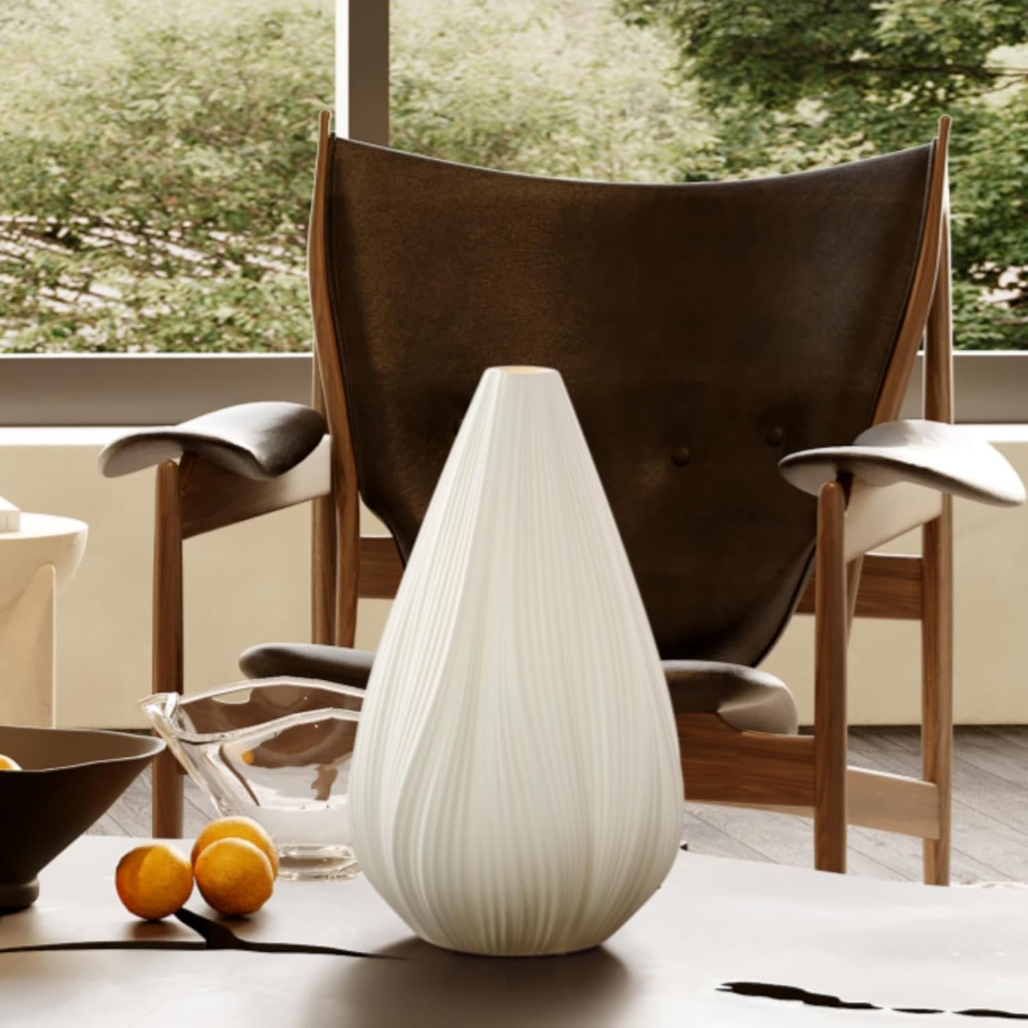 Rondure 12.5" Modern Ceramic Table Lamp, Fully Dimmable Modern Bedside Lamps for Bedroom, Living Room and Nightstand, White Translucent Cer…