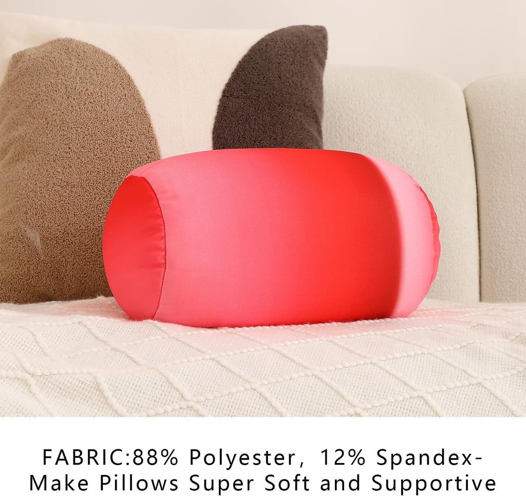Squish Bean Bed Microbead Pillow Bolster Tube Body Pillow Smooth Cool Touch Fabric Neck & Back Support Throw Travel Pillow Fun Colors…
