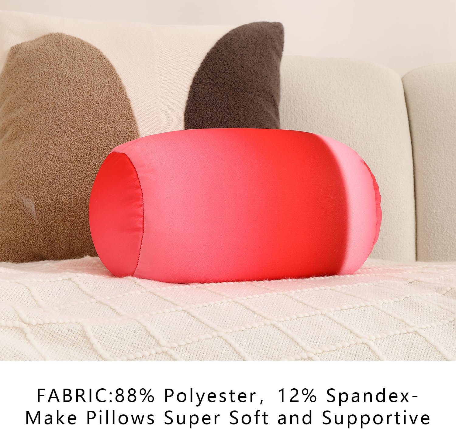 Squish Bean Bed Microbead Pillow Bolster Tube Body Pillow Smooth Cool Touch Fabric Neck & Back Support Throw Travel Pillow Fun Colors…