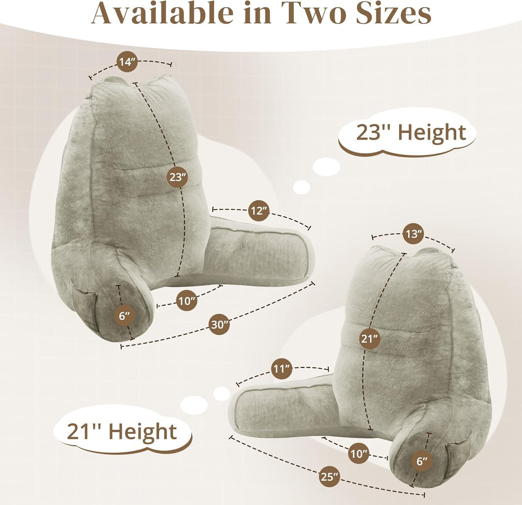 Sasttie Reading Pillow, Pillows for Reading or Relaxing – Ergonomic Support for Head, Neck, Back, and Lumbar, 21-Inch, Linen