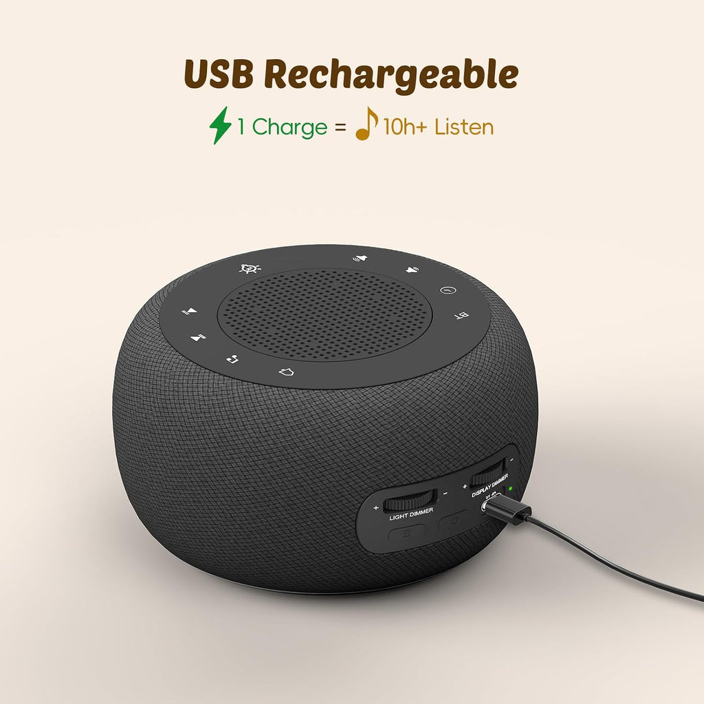 Buffbee Pro 2nd Gen – Upgraded Rechargeable Battery | 3-in-1 White Noise Machine for Sleep, Alarm Clock & Bluetooth Speaker, 25 Sleep…