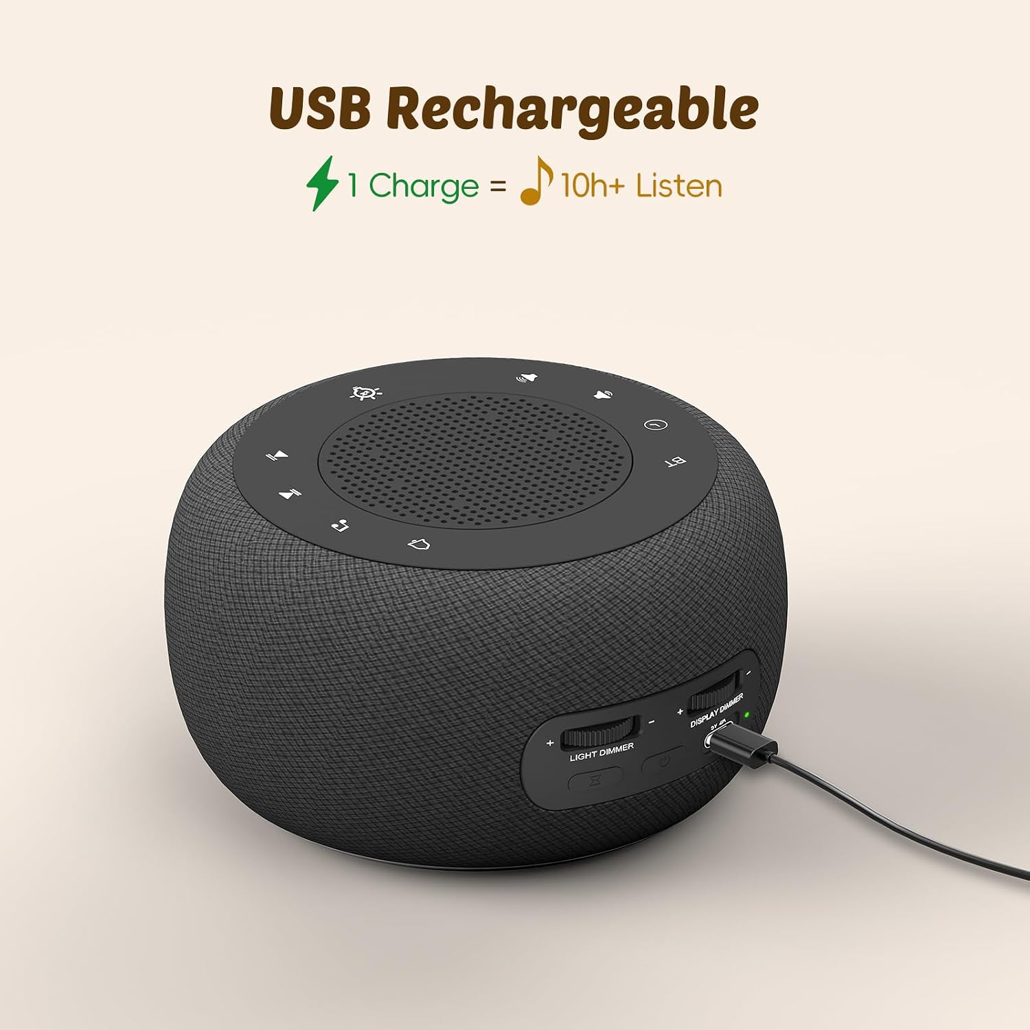 Buffbee Pro 2nd Gen – Upgraded Rechargeable Battery | 3-in-1 White Noise Machine for Sleep, Alarm Clock & Bluetooth Speaker, 25 Sleep…