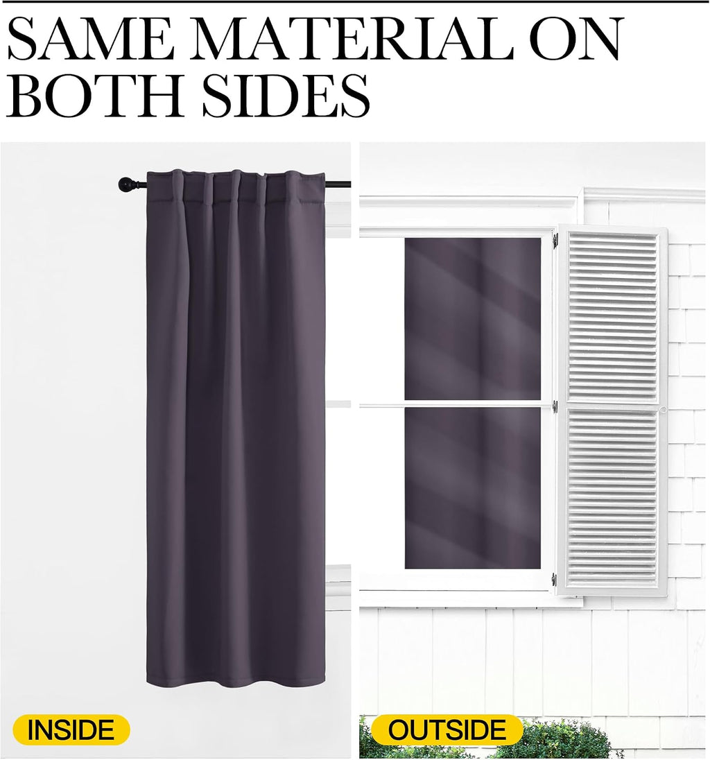 Nicetown Light Reducing Curtain Panels Window Draperies - (Greyish Purple Color) 52x84 inch, 2 Pieces, Insulating Room Darkening Drapes for…