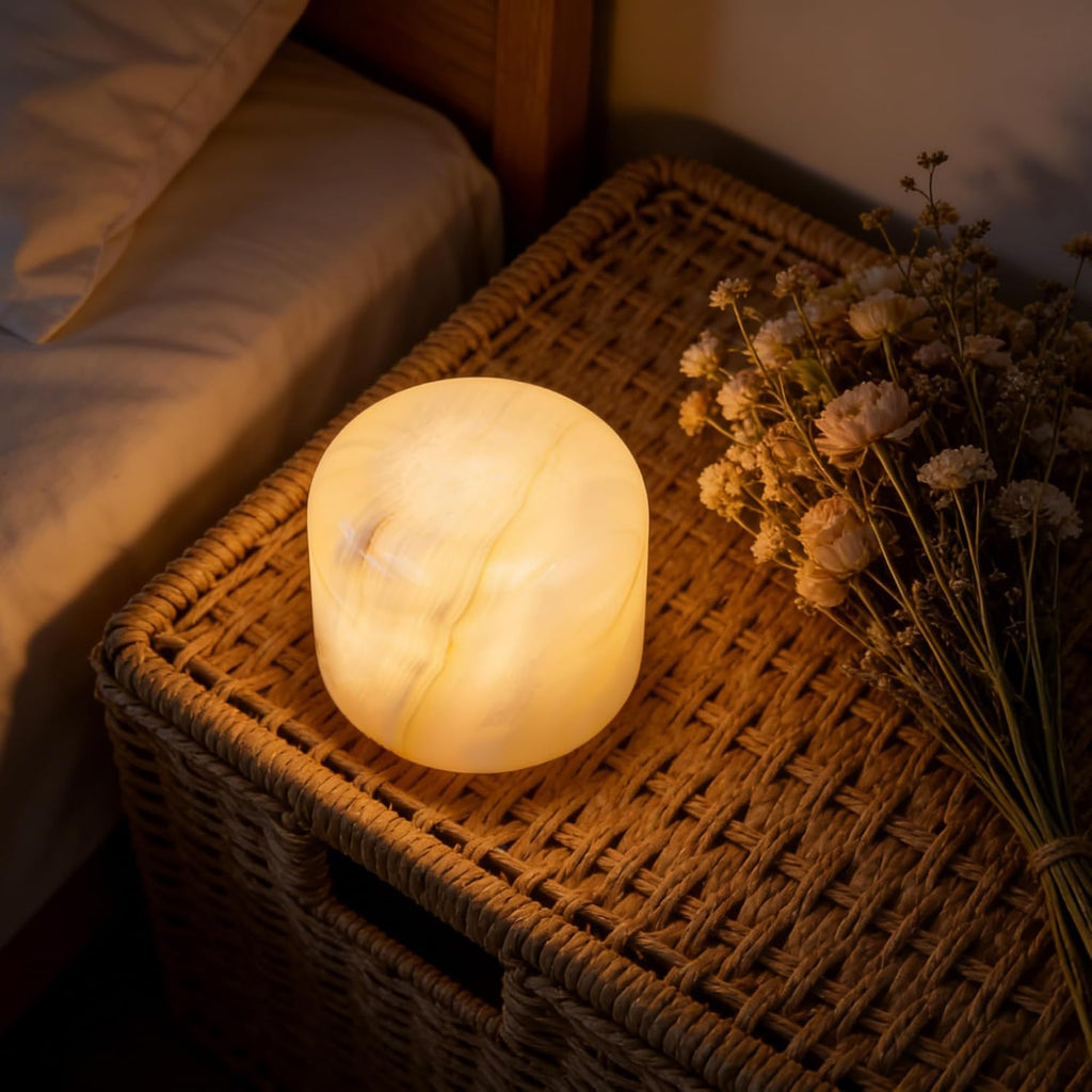 Marmor Marble Lamp Night Light Touch Bedside Table Lamp for Bedroom, Type-C Rechargeable Small Desk Bedside Small Lamps, Eye Caring Dimmable…
