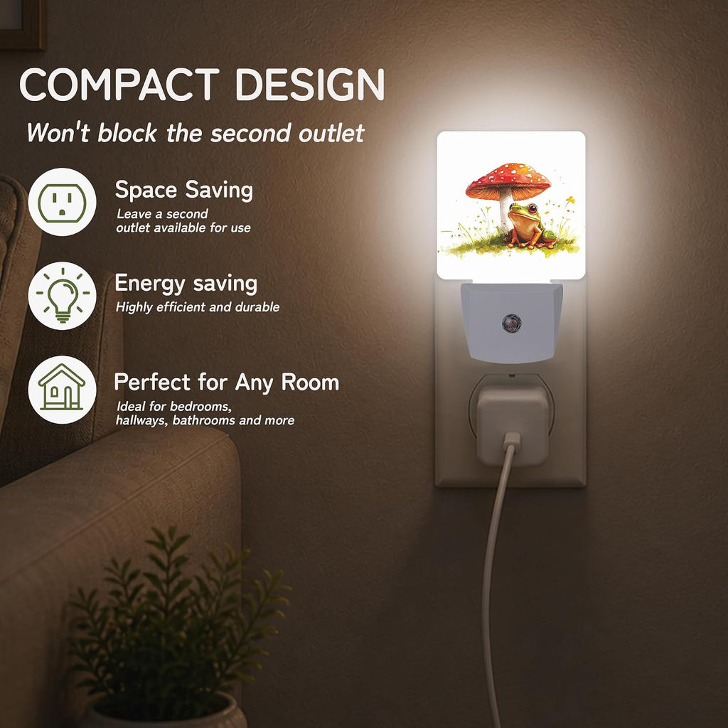 Night Light, Frog Mushroom Cottagecore Night Lights Plug into Wall for Bedroom Bathroom Hallway Kitchen, Dusk to Dawn Sensor Decorative…