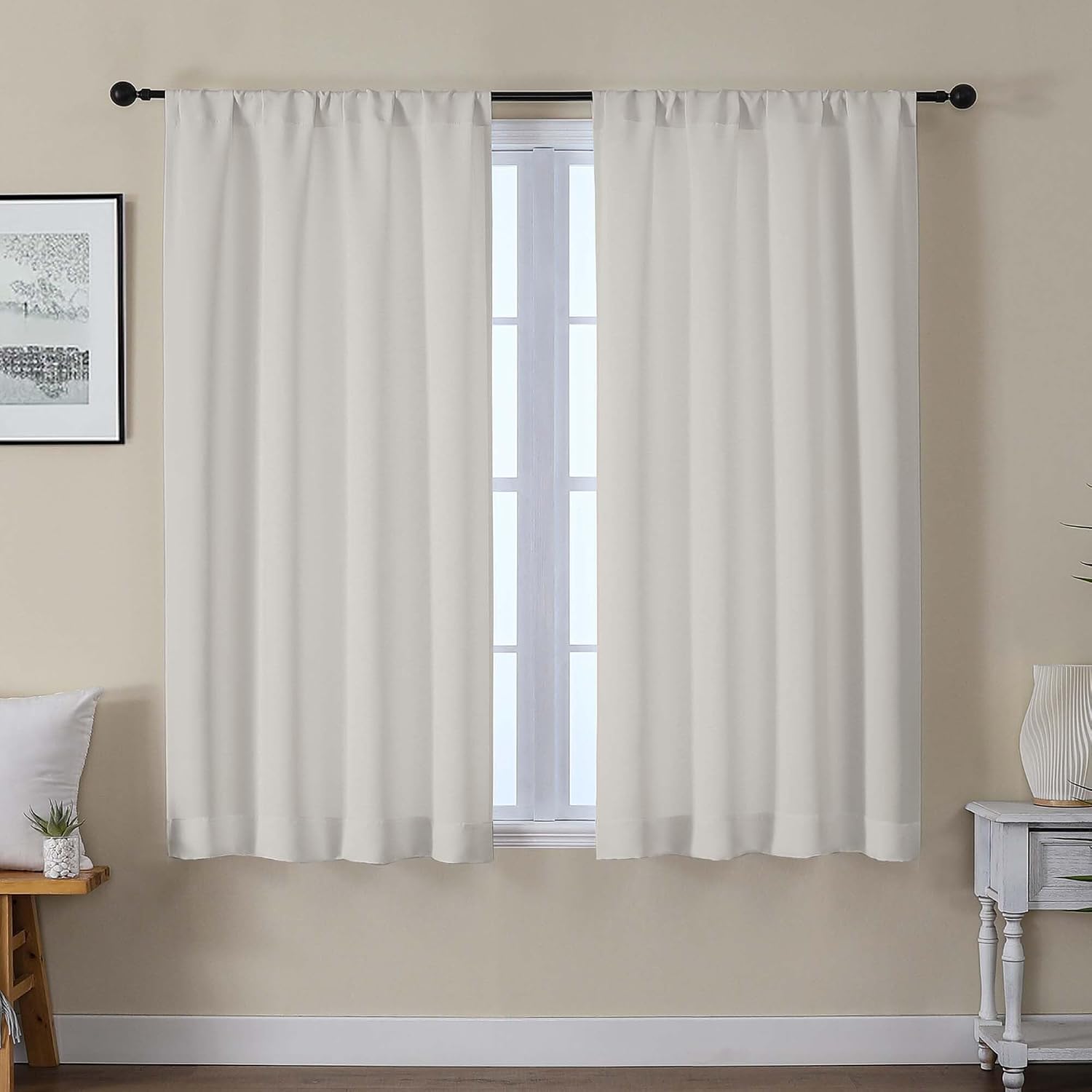 Gwine Light Beige Light Filtering Curtains for Bedroom 54 Inches Long, Thermal Insulated Room Darkening Curtains for Living Room Each 40"…