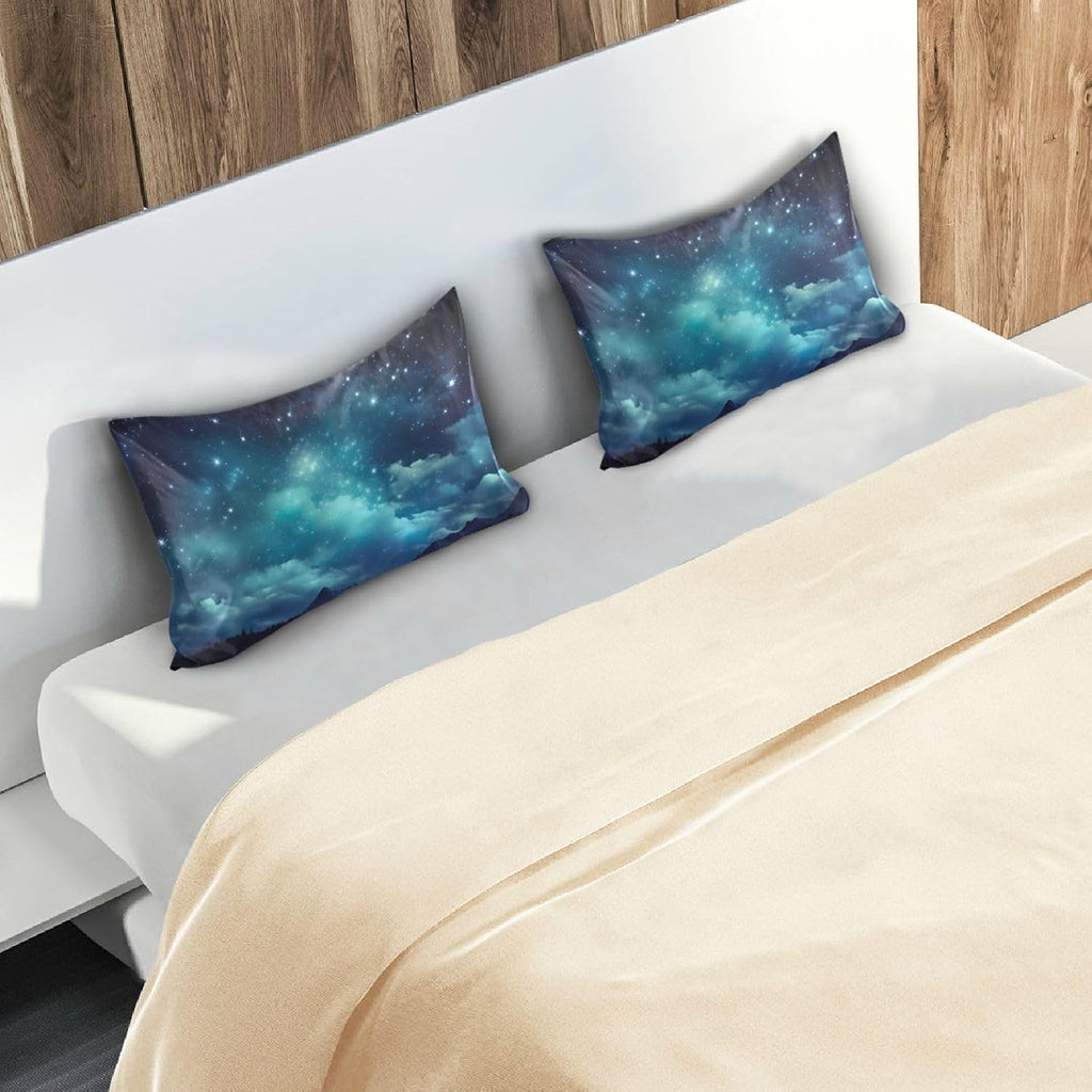 YETTASBIN Galaxy Satin Pillowcase, Soft Breathable Silk Pillow Case with Envelope Closure for Hair and Skin, Standard Size 26 x 20 Inch