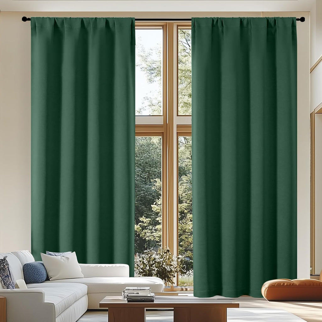 Simplebrand Ava Blackout Curtains for Patio 108 Inches Long 2 Panels Set, Solid Thermal Insulated Room Darkening Rod Pocket Window Treatmen…