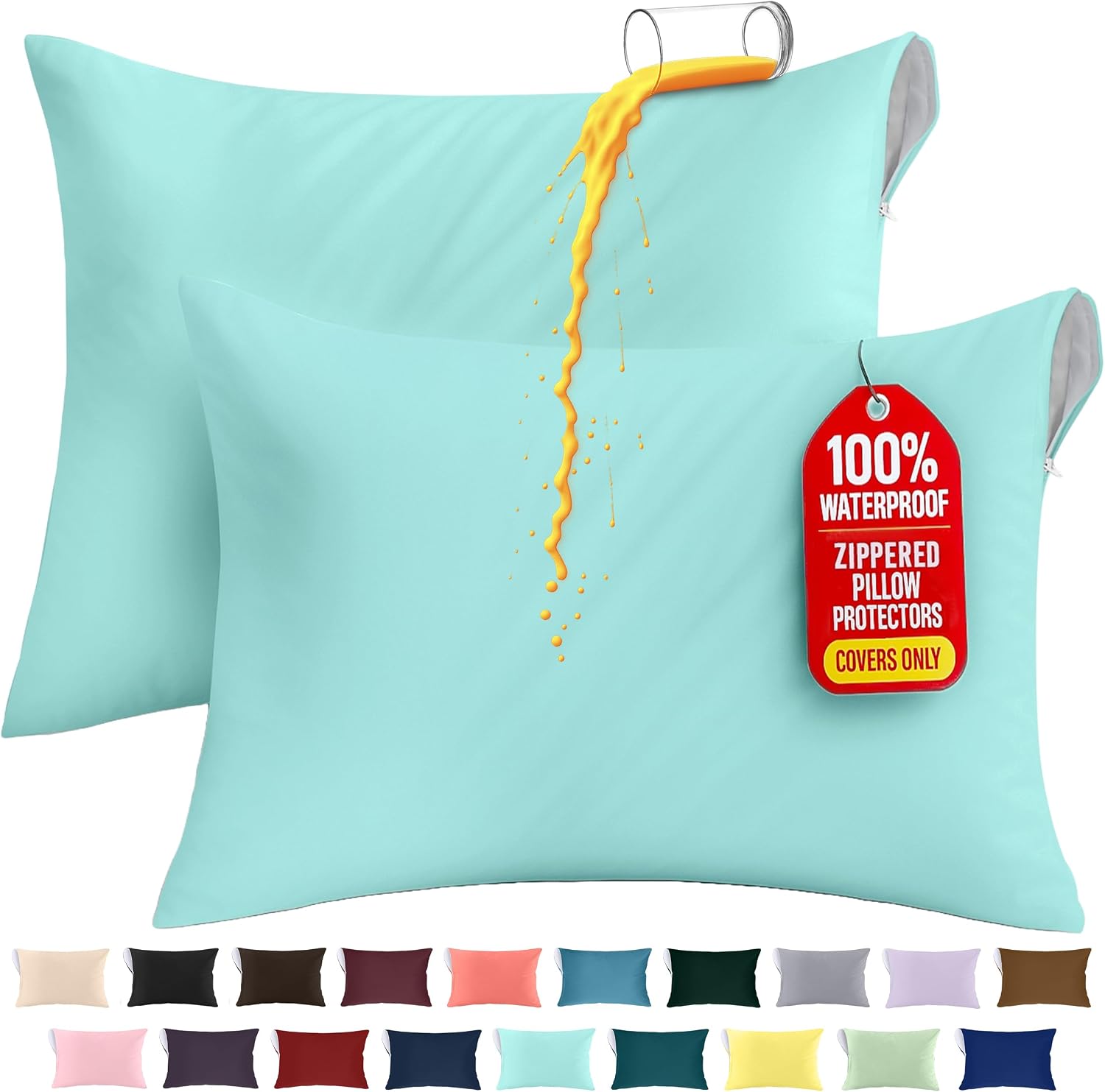 Utopiabedding Utopia Bedding 100% Waterproof Pillow Protectors with Zipper King Size (Set of 2), Bed Bug and Dust Mite Proof Zippered Pillo…