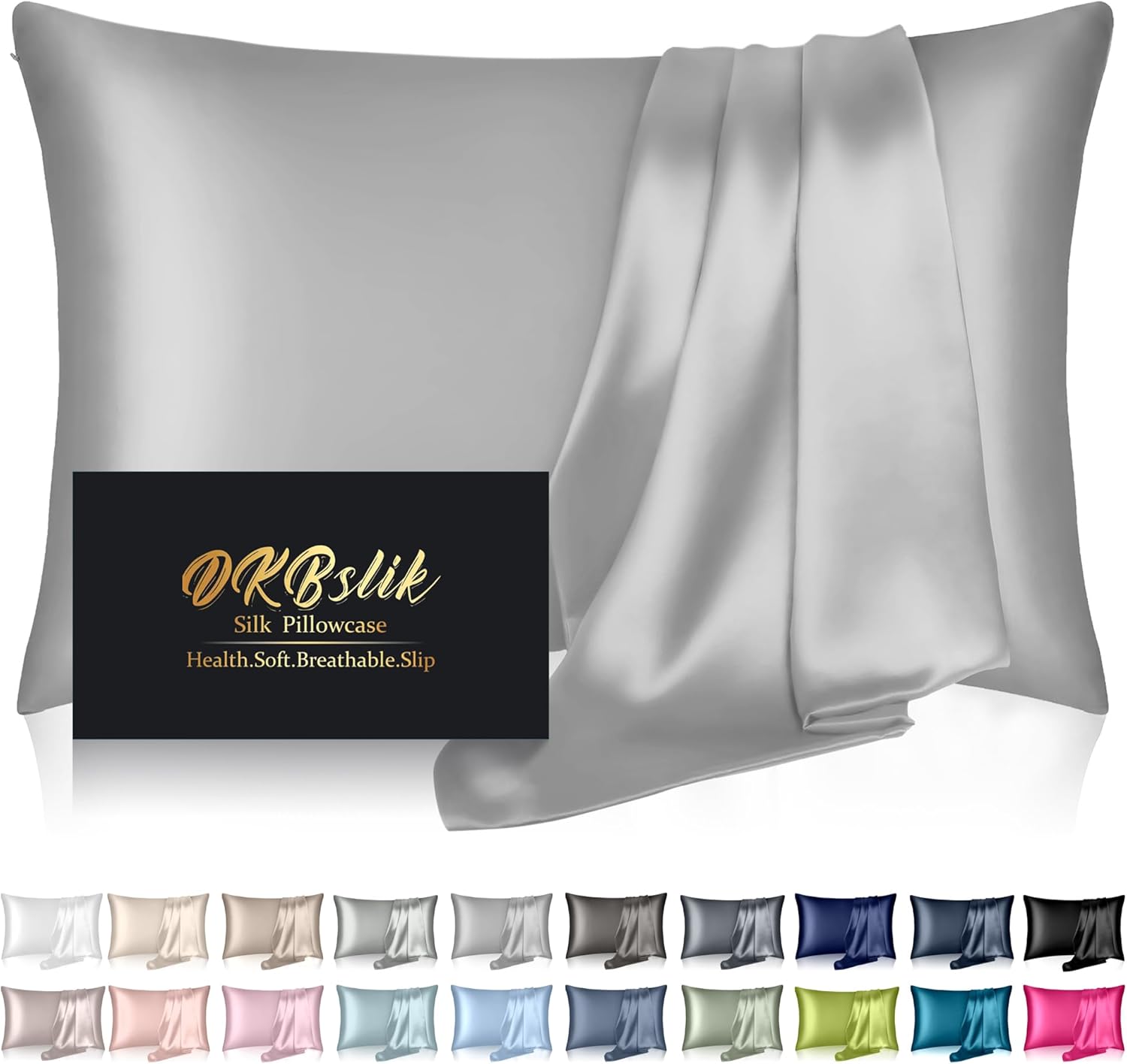 Home Silk Pillowcase for Hair and Skin, Mulberry Silk Pillow Cases Queen Size, Smooth Anti Acne Cooling Sleep Both Sides Natural Silk Satin…
