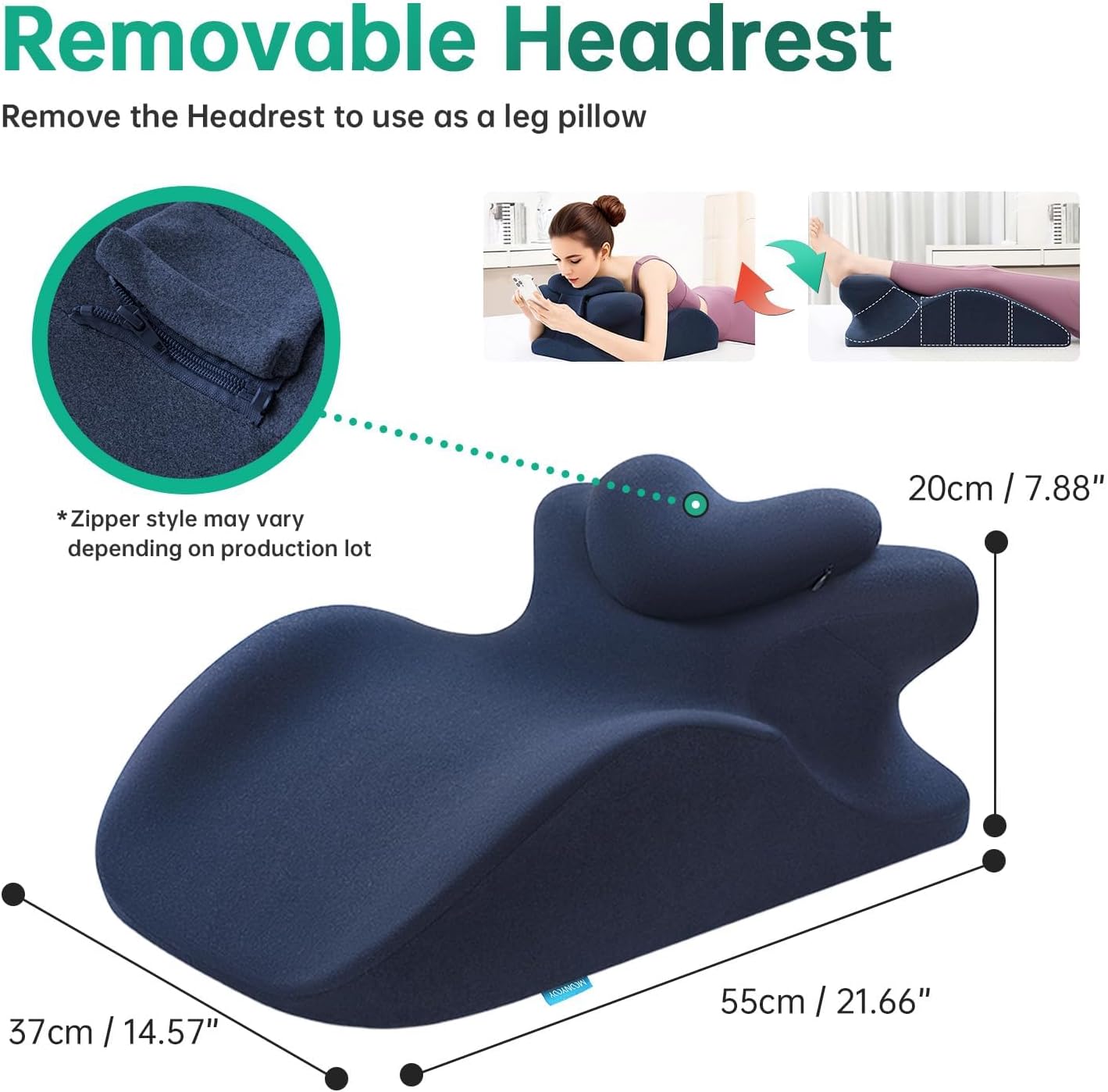Moonyooy Memory Foam Ergonomic Wedge Pillow for Sleeping, Acid Reflux & GERD Relief - Elevation Bed Support Pillow for Back Pain, Post Surg…