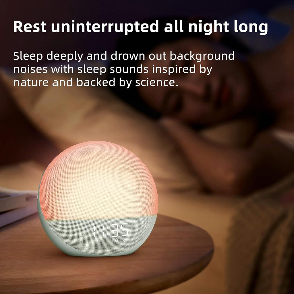 Odokee Sunrise Alarm Clock White Noise Machine: Natural Wake Up Light - Dimmable Clock with Bluetooth Speaker for Bedroom - 25 Sleep…