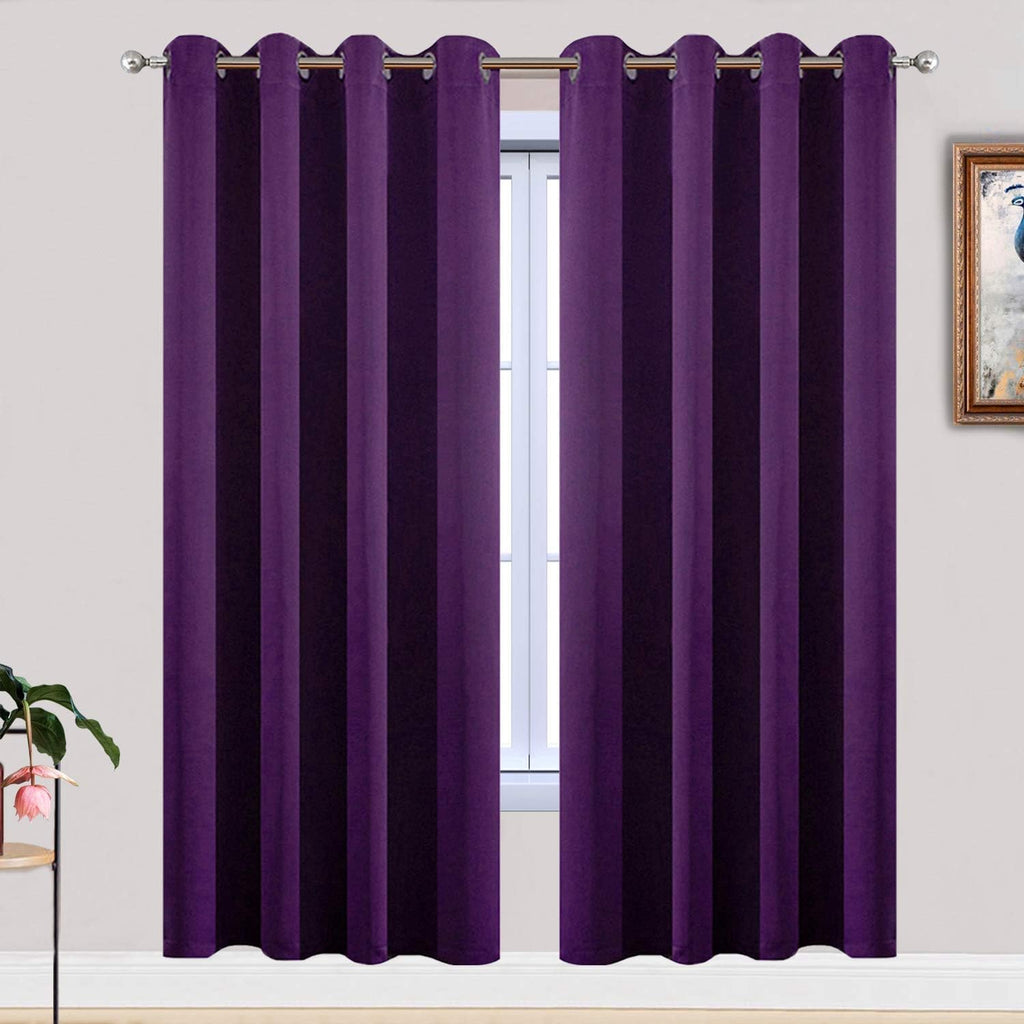 Yakamok Purple Blackout Curtains for Bedroom, Grommet Thermal Insulated Room Darkening Blackout Drapes for Living Room, 2 Panels,52W x…