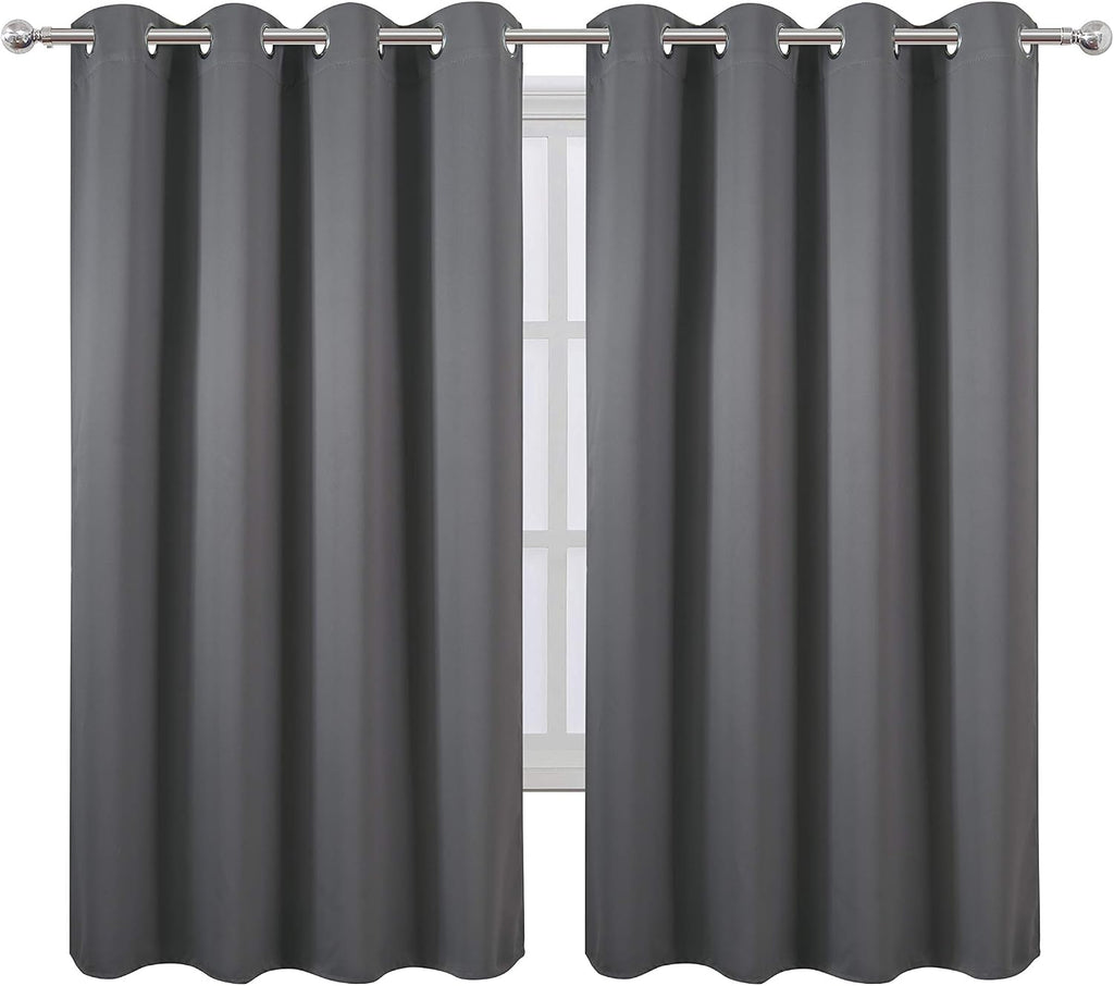 Lemomo Grey Bedroom Blackout Curtains/52 x 63 Inch Long/Set of 2 Curtain Panels/Thermal Insulated Room Darkening Curtains for Bedroom 63 In…