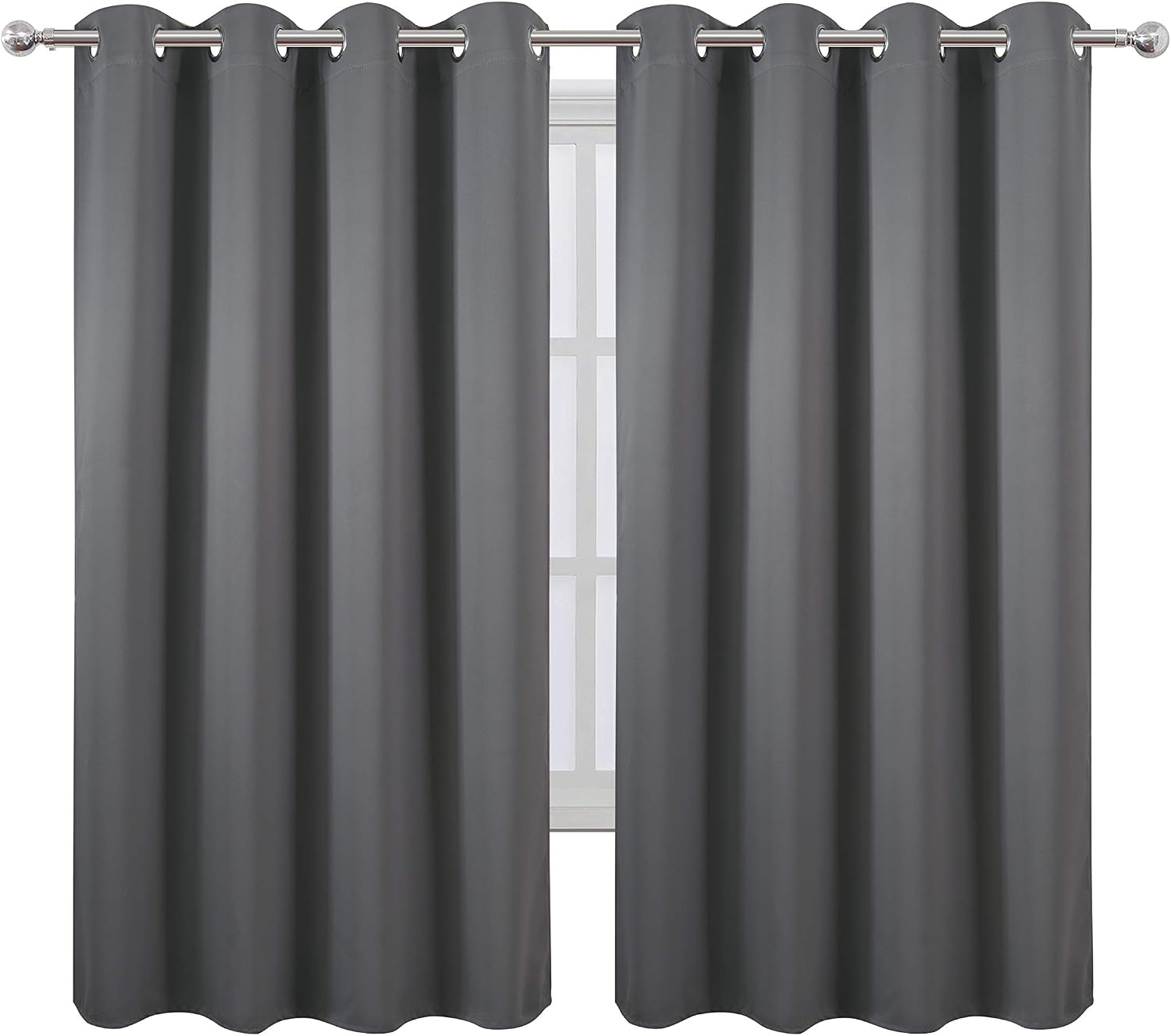 Lemomo Grey Bedroom Blackout Curtains/52 x 63 Inch Long/Set of 2 Curtain Panels/Thermal Insulated Room Darkening Curtains for Bedroom 63 In…