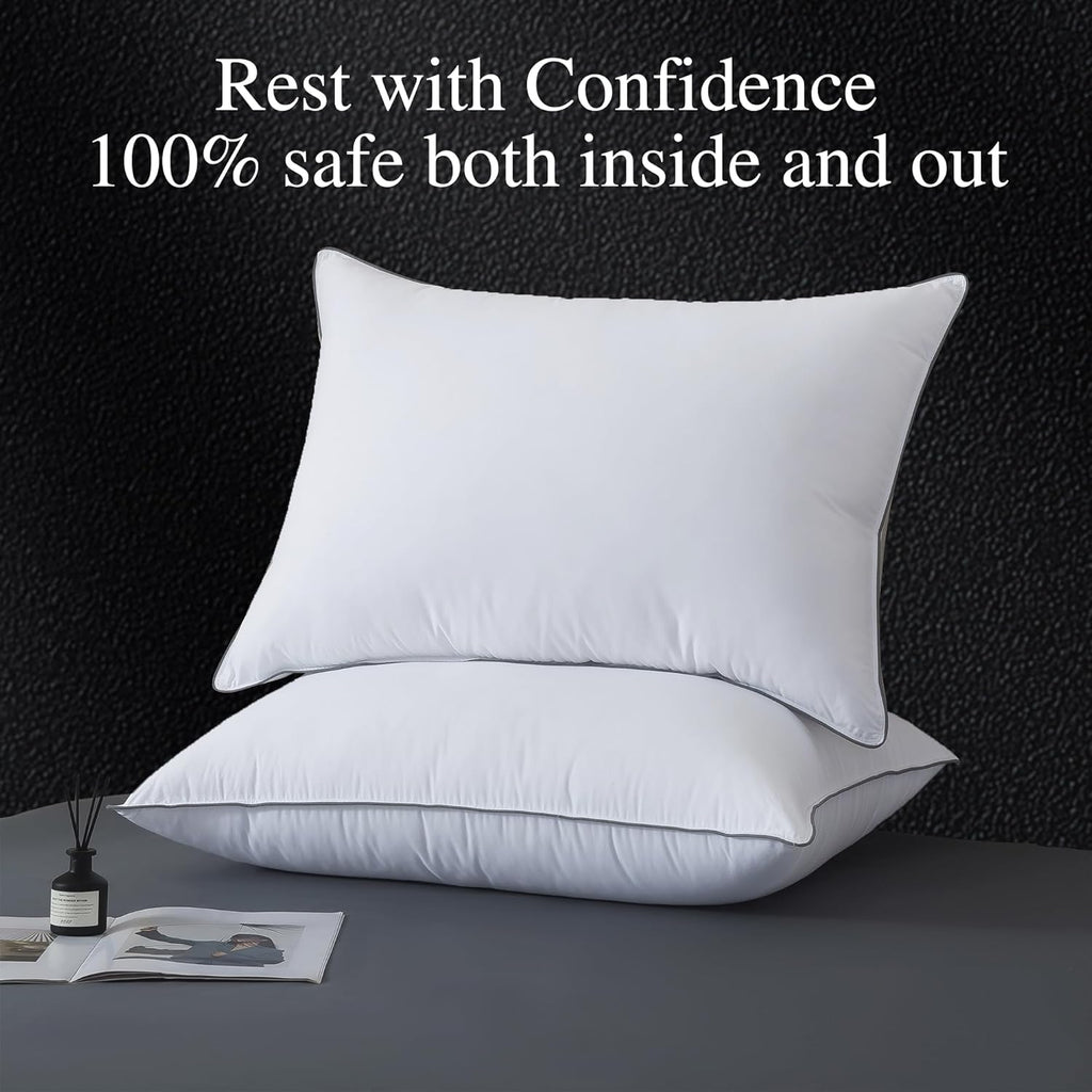 WhatsBedding Goose Down Pillows Queen Size Set of 2, Luxury Hotel Bed Pillows for Deep Sleep, Fluffy Soft Feather Down Pillow for Back…