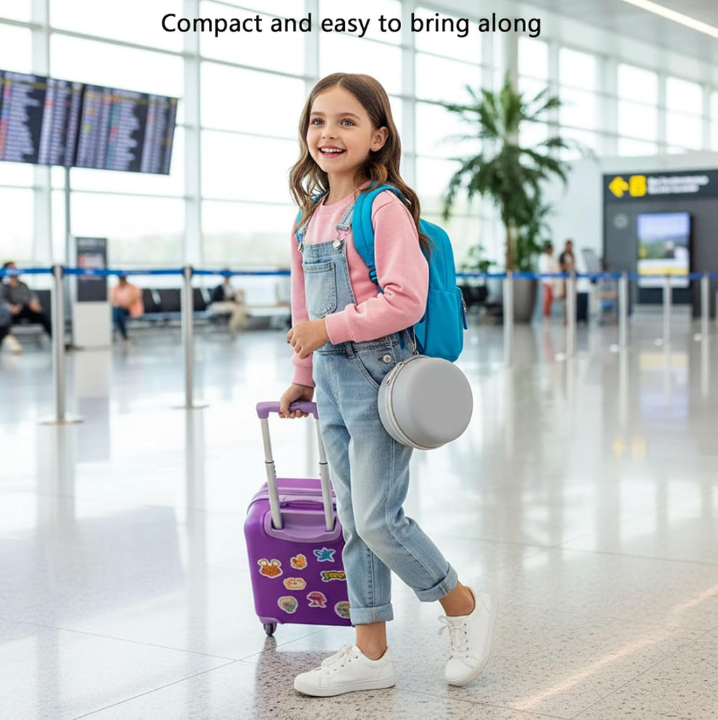Kids Travel Pillow - Memory Foam Soft Airplane Neck Pillow for Head Neck Support, Compact Design with Hard Case, for Airplane, Car, Home…