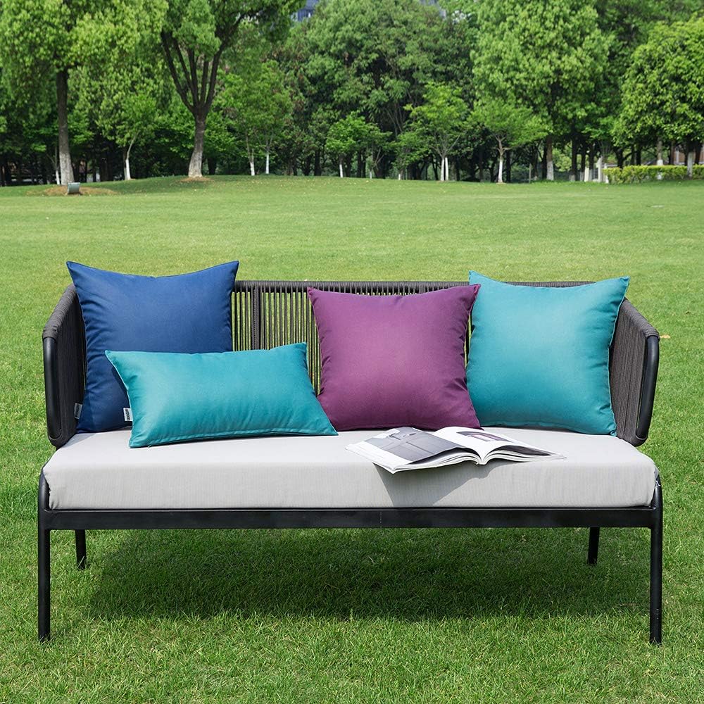 MIULEE Pack of 4 Decorative Outdoor Waterproof Summer Pillow Covers Square Garden Cushion Cases PU Coating Throw Pillow Cover Shell for…