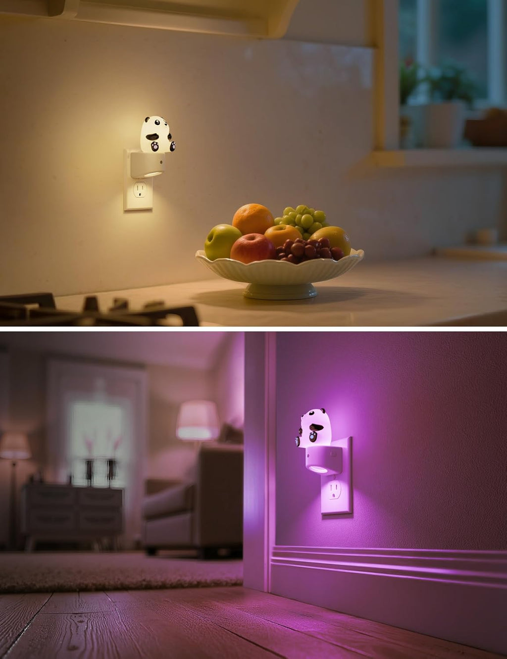 L LOHAS LED Night Light for Kids, 3D Panda Night Light Plug in, Dusk to Dawn Nursery Night Lights, RGB+Soft White 3000K, 3 Lighting…