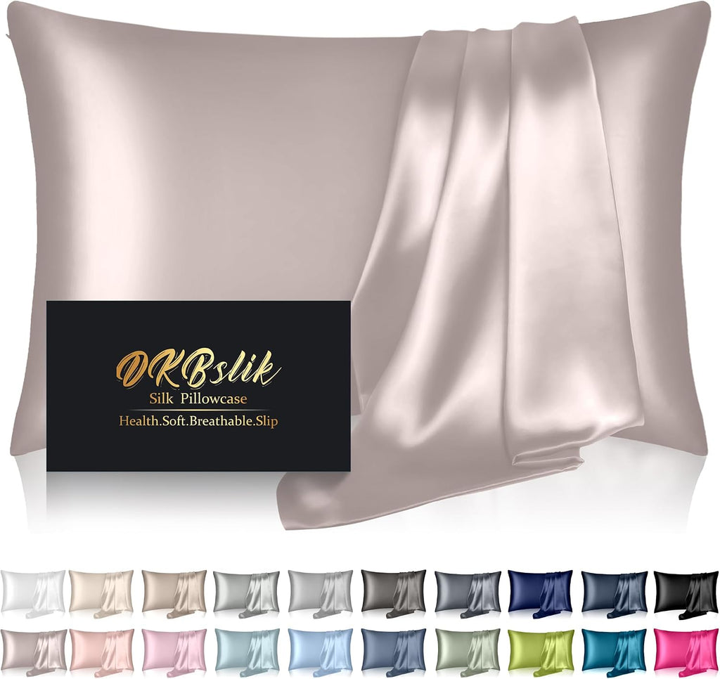 Home Mulberry Silk Pillow Cases Standard Size, Silk Pillowcase for Hair and Skin, Both Sides Natural Silk Satin Pillowcase for Sleeping Wom…