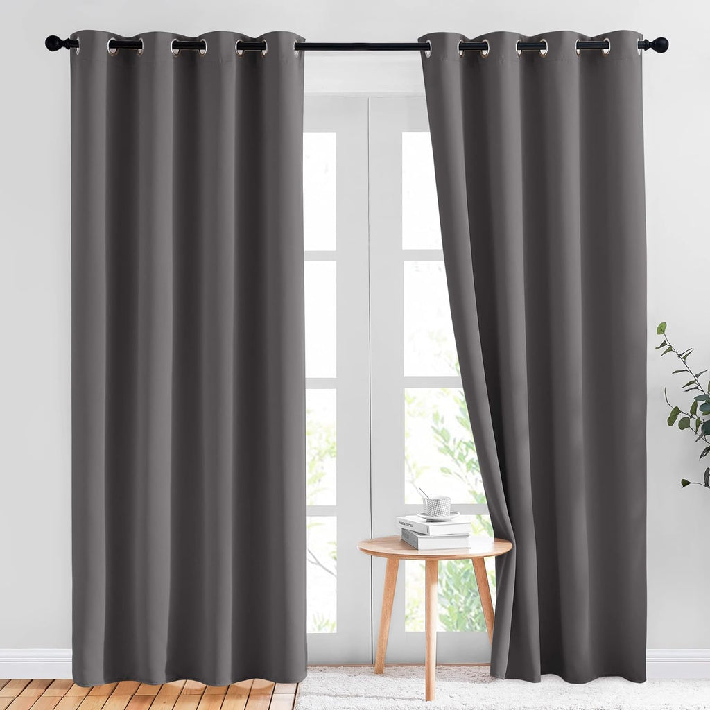 Nicetown Gray Blackout Curtains for Bedroom 84 inches Long - Thermal Drapes Grommet Room Darkening Light Blocking Curtains Window Treatment…