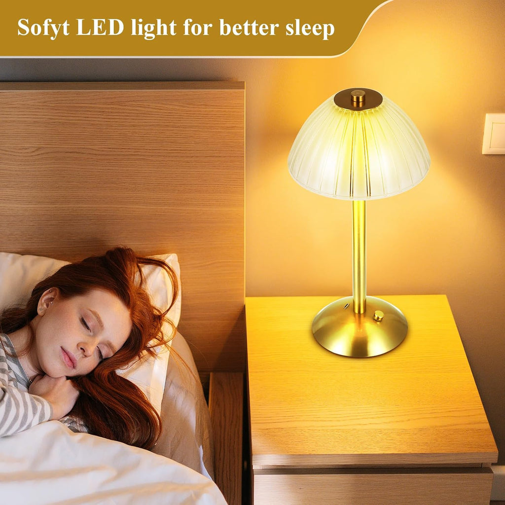 Liliful 4 Pcs Cordless Table Lamp Rechargeable Touch LED Small Gold Portable Battery Operated USB-c Desk Lamp 3 Color Dimmable for…