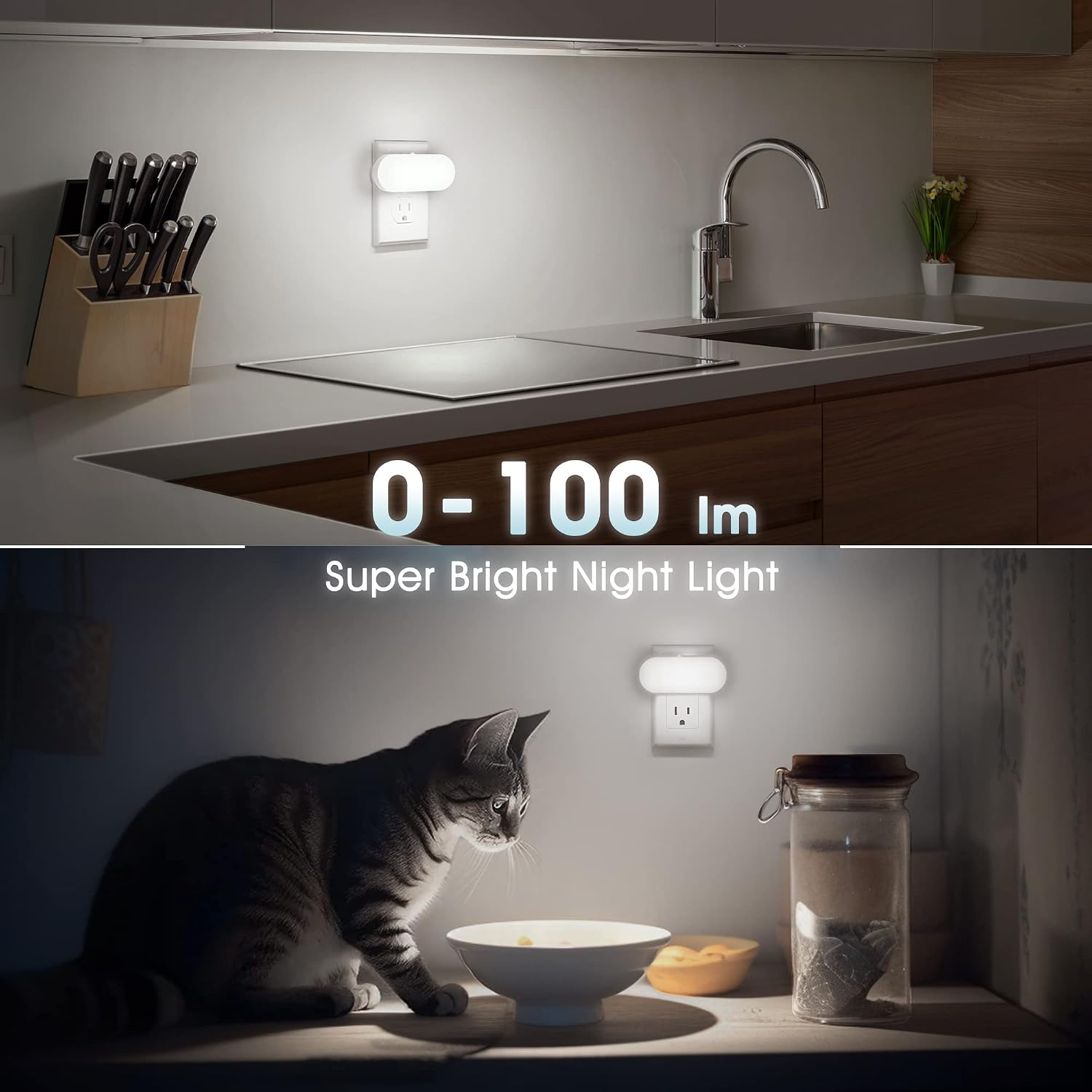DORESshop Night Lights Plug into Wall Daylight White, Cute Dimmable Led Night Light, Dusk to Dawn Night Light 4 Packs for Kids Room…