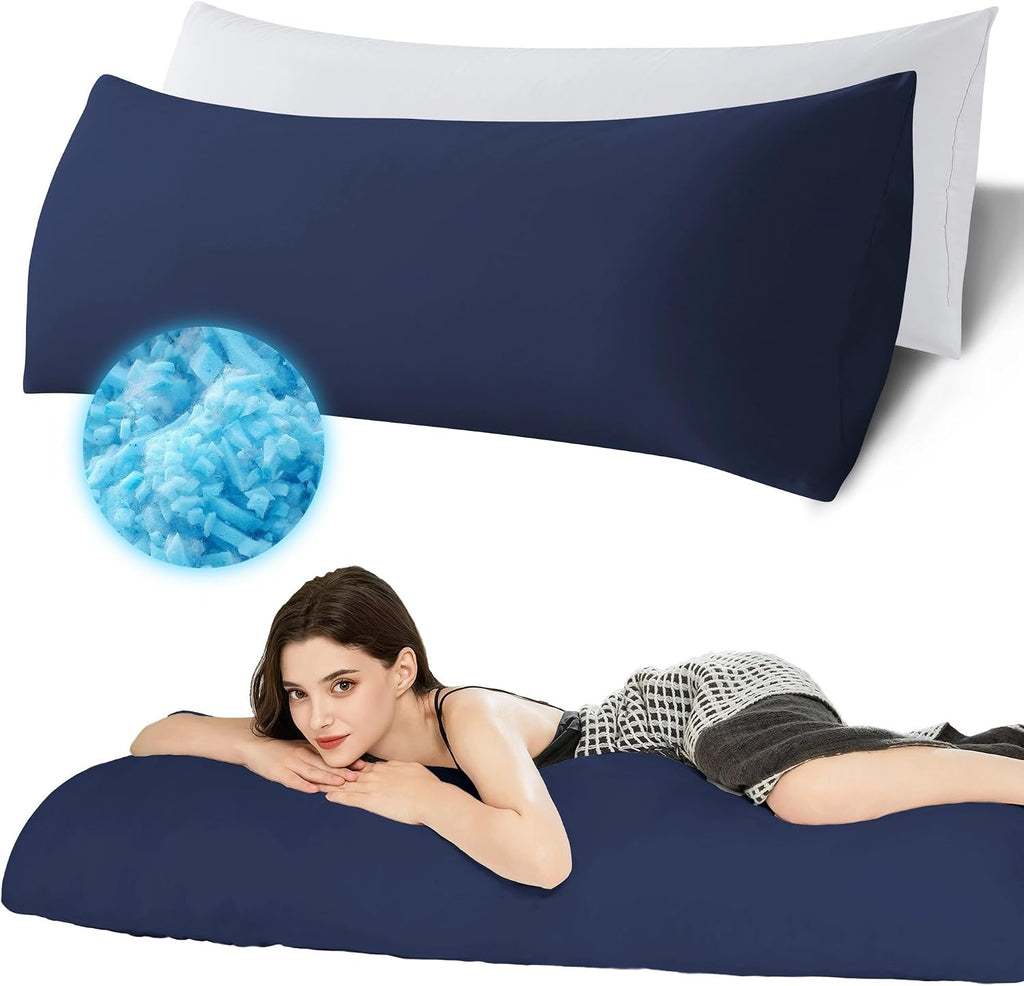 Ubauba Memory Foam Body Pillow with Cover, Full Large Body Pillows Insert for Adults with Envelope Closure Pillowcase, Firm & Fluffy Long…