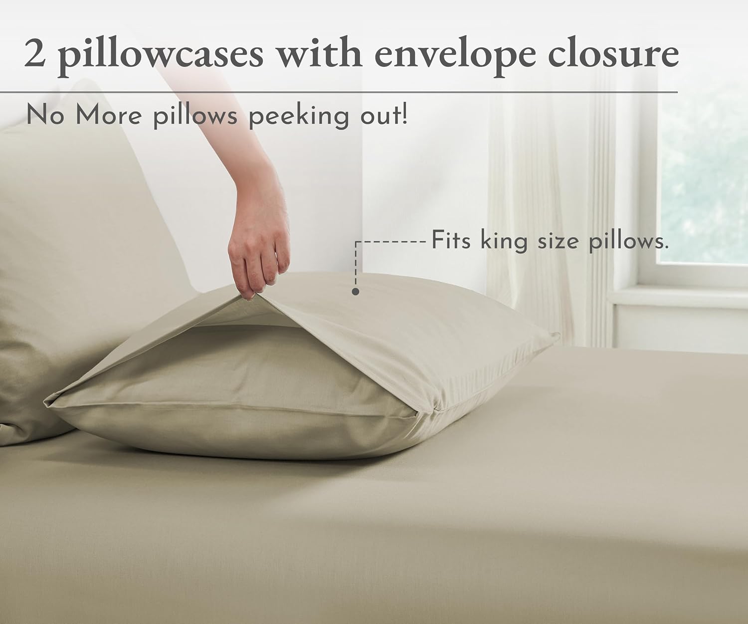 CaliforniaDesignDen California Design Den 100% Organic Cotton King Pillow Cover Set of 2 - Soft & Crisp Cotton Percale Pillowcases, Fits Ki…
