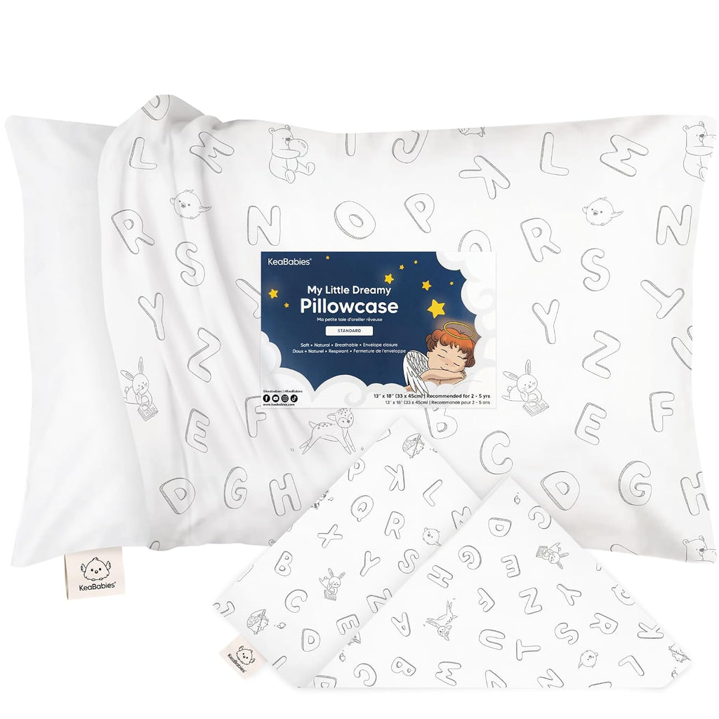 KeaBabies Toddler Pillowcase 13"x18" - Organic Cotton Toddler Pillowcase for Kids, Boys, Girls, Soft & Durable Cotton Cover for Miniature…