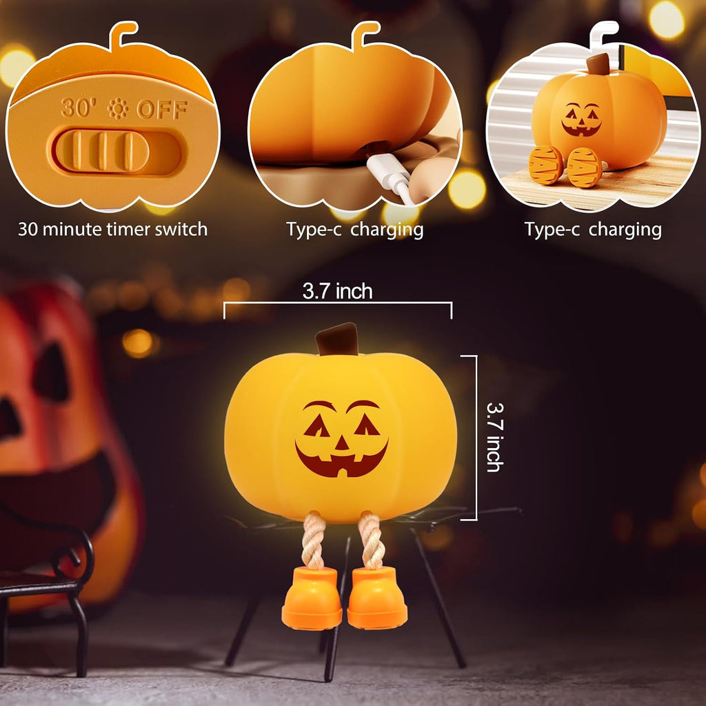 Gefaxi Pumpkin Night Light for Kids Cute Jack O Lantern Halloween Decor Nightlight for Baby Nursery Toddler Squishy Pumpkin Lights Cordless…