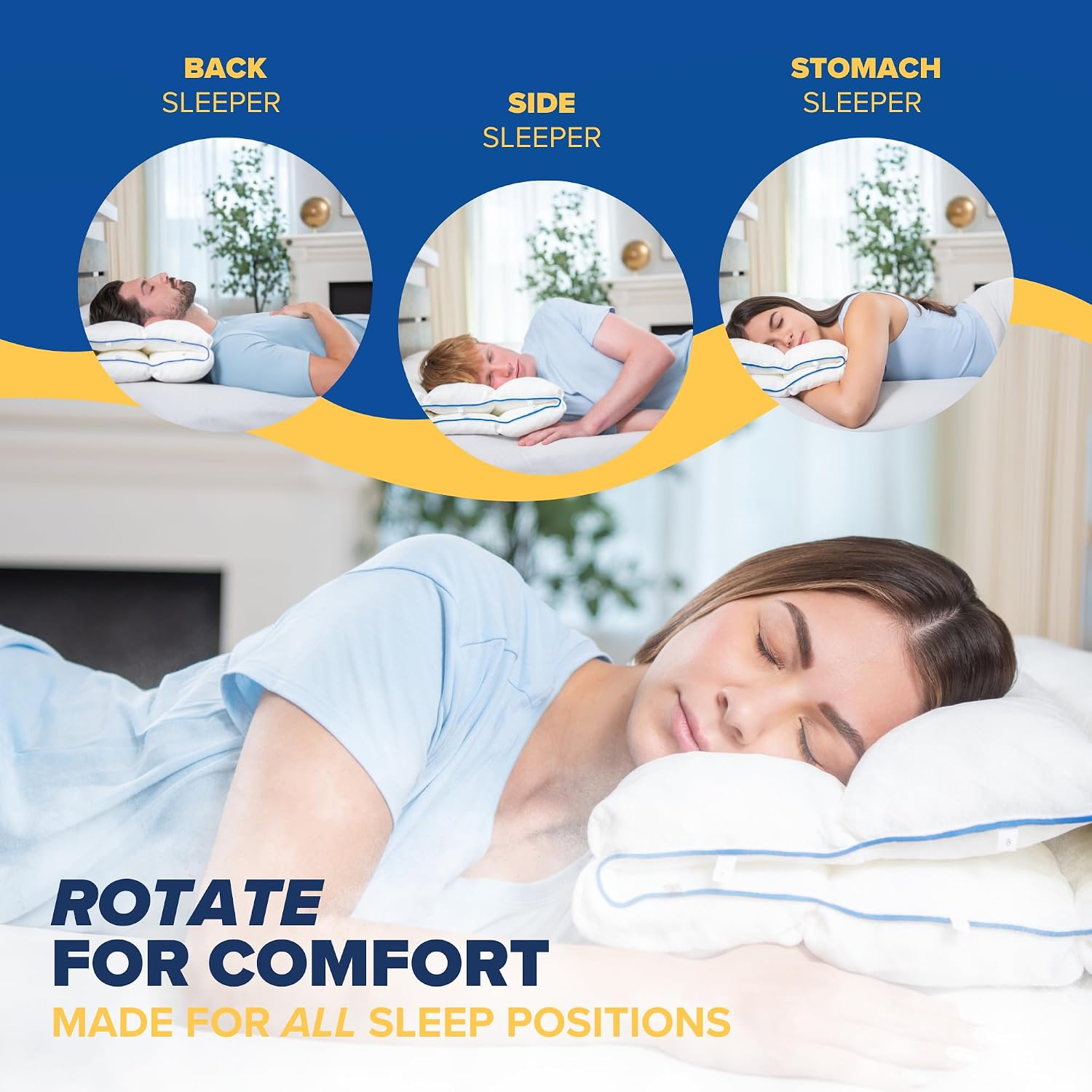 TUMBLE 6-Chamber Adjustable Bed Pillow | Back, Side & Stomach Sleepers | Cooling Cover | Memory Foam & Gel Fiber Fill | Customize Your…