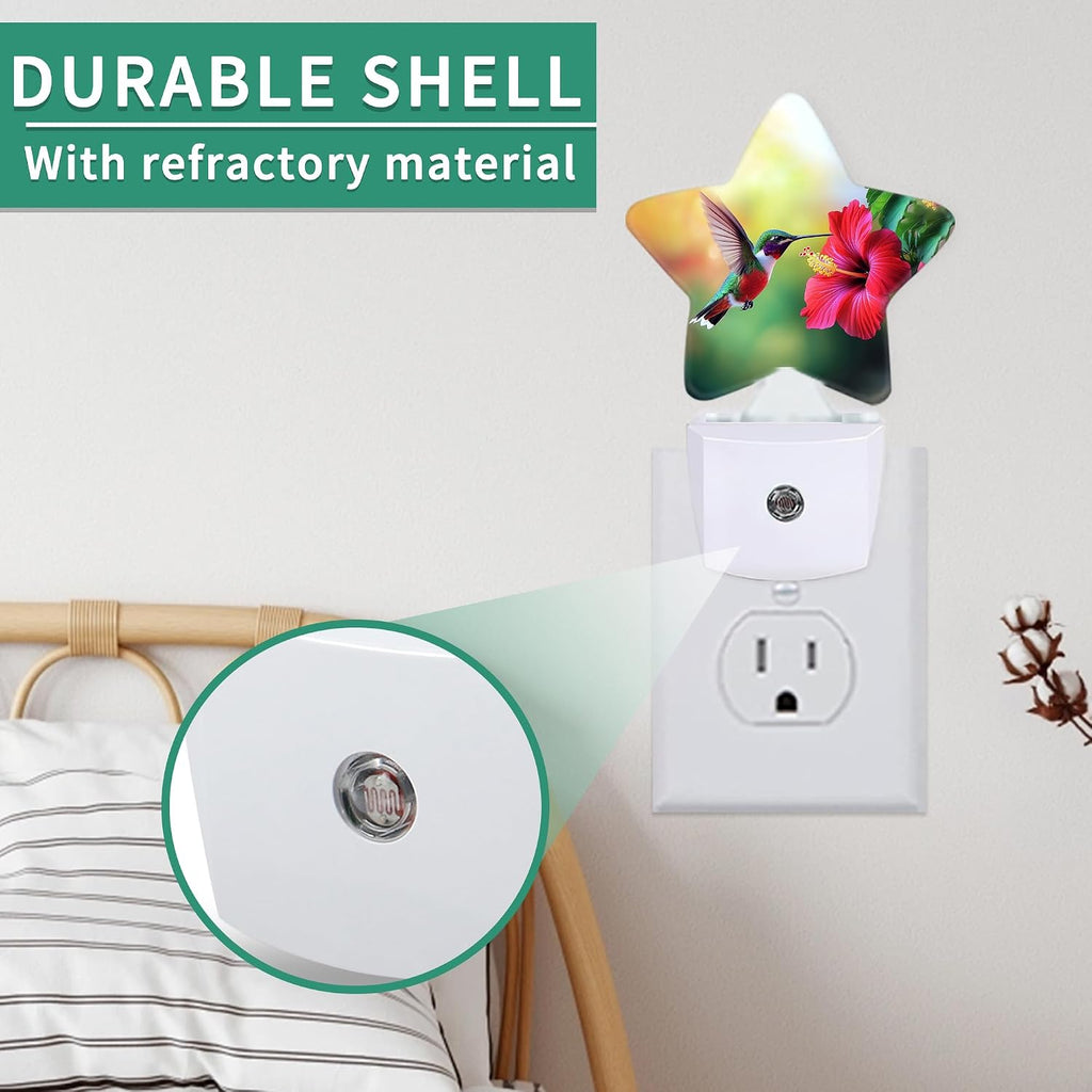 Hummingbird Flower Plug in Star Night Light, Night Light with Sensor for Kids Nursery Bedroom, Decorative Soft Glow Lamp for Hallway…