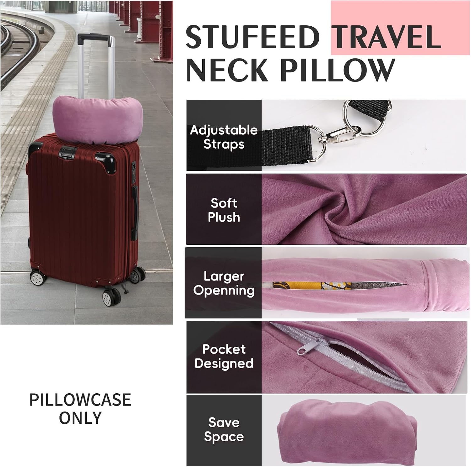 Stuffable Travel Pillow, Stuffable Neck Pillow for Travel, Neck Pillow Stuffed with Clothes Storage - No Extra Baggage Fees, Fits 5+ Days…