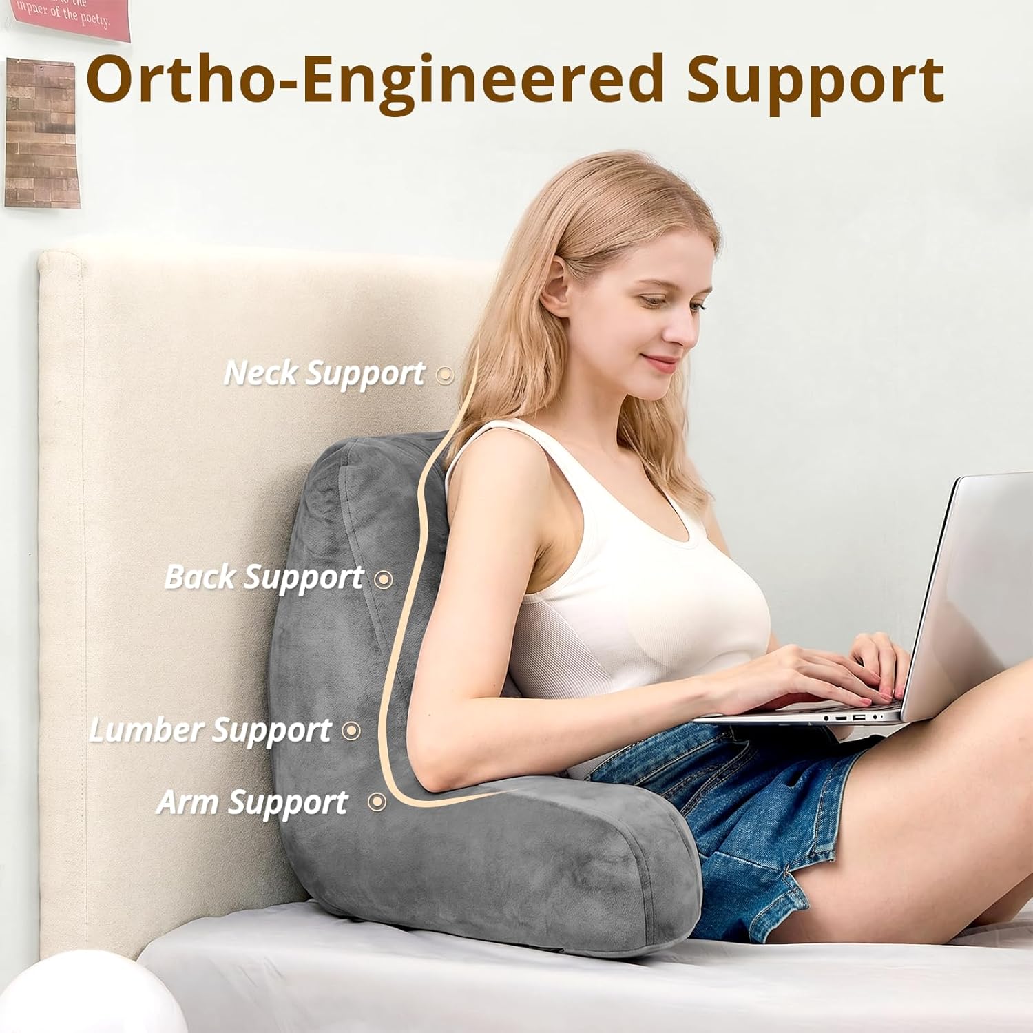 Sasttie Reading Pillows for Sitting in Bed Adult, Back Pillow Bed Sitting Up, Back-Rest Support Cushion for Sit Up on Couch, Sofa, and…