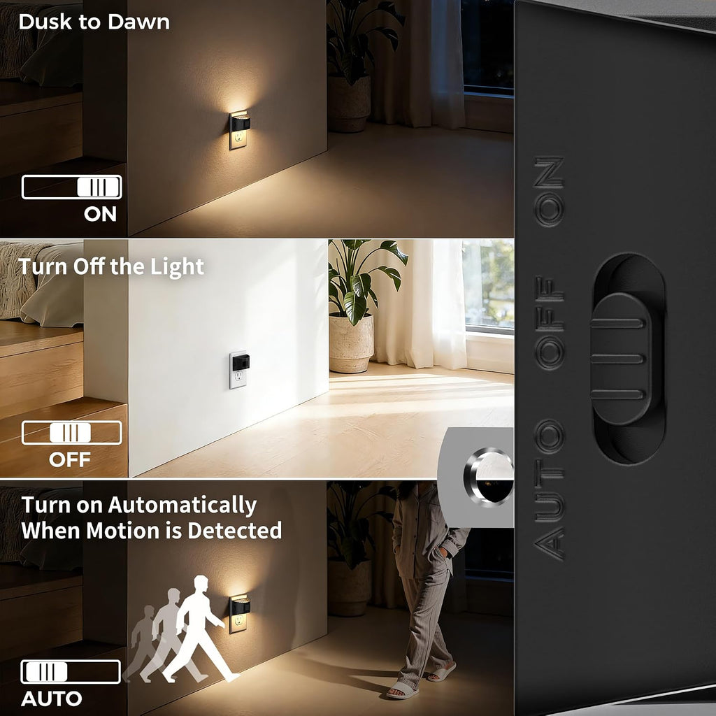 DORESshop LED Night Light[2 Pack], Night Lights Plug into Wall, 8-Color RGB LED Nightlight with Motion Sensor, Dusk to Dawn Sensor…