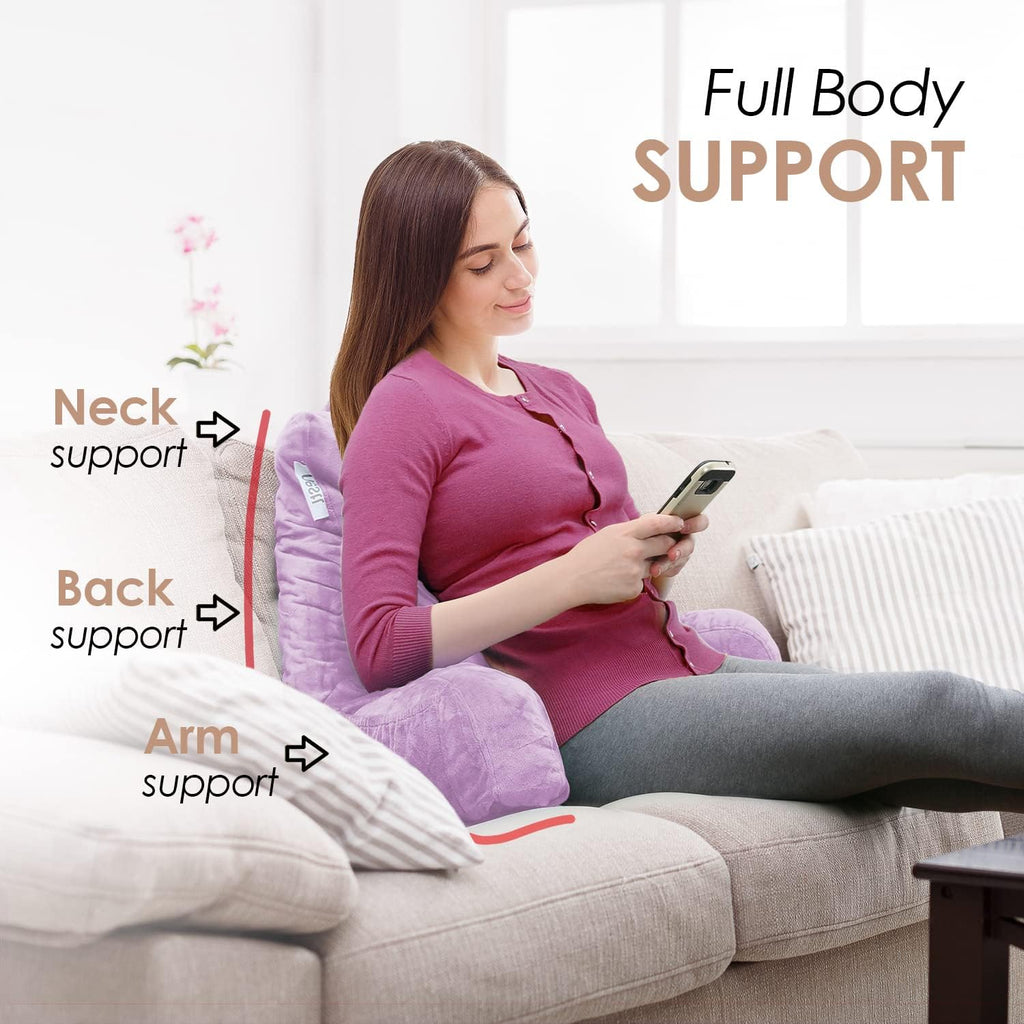 Nestl Reading Pillow with Shredded Memory Foam, Designed for Sitting Up in Bed and Couch, Back and Arms Adjustable Support for Adult &…