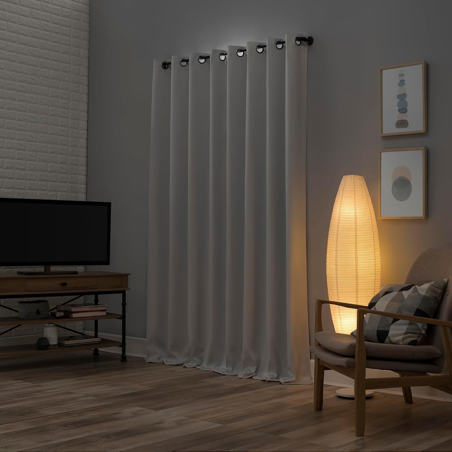 Sun Zero Nordic 2-pack Theater Grade Extreme 100% Blackout Grommet Curtain Panel Pair, 52" x 84", Pearl
