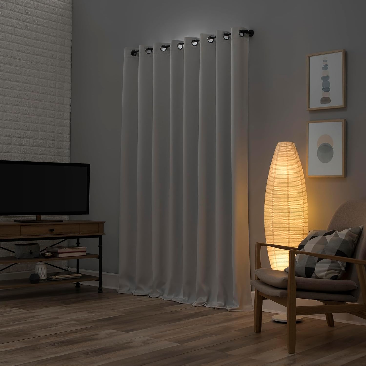 Sun Zero Nordic 2-Pack Theater Grade Noise Reducing Extreme 100% Total Blackout Grommet Curtain Panel Pair, Pearl Off-white, 52"W x 63"L…