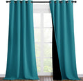 Nicetown Peacock Teal Blackout Curtains 90 inches Long, Full Light Blocking Drapes with Black Liner for Nursery, Thermal Insulated Draperie…