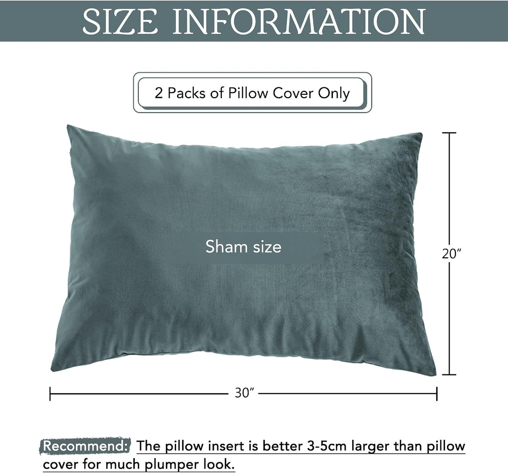 StangH Nursery Stone Blue Velvet Pillowcase Bed Pillow Cover for Hair and Skin, Queen Size 20 x 30 inches Set of 2, Luxury Warm Pillow Cove…
