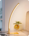 Edishine Curved LED Table Lamp, Modern Bedside Lamp with 3 Color Temperature & Stepless Dimming, Aluminum & Iron, Nightstand Lamp for Bedro…
