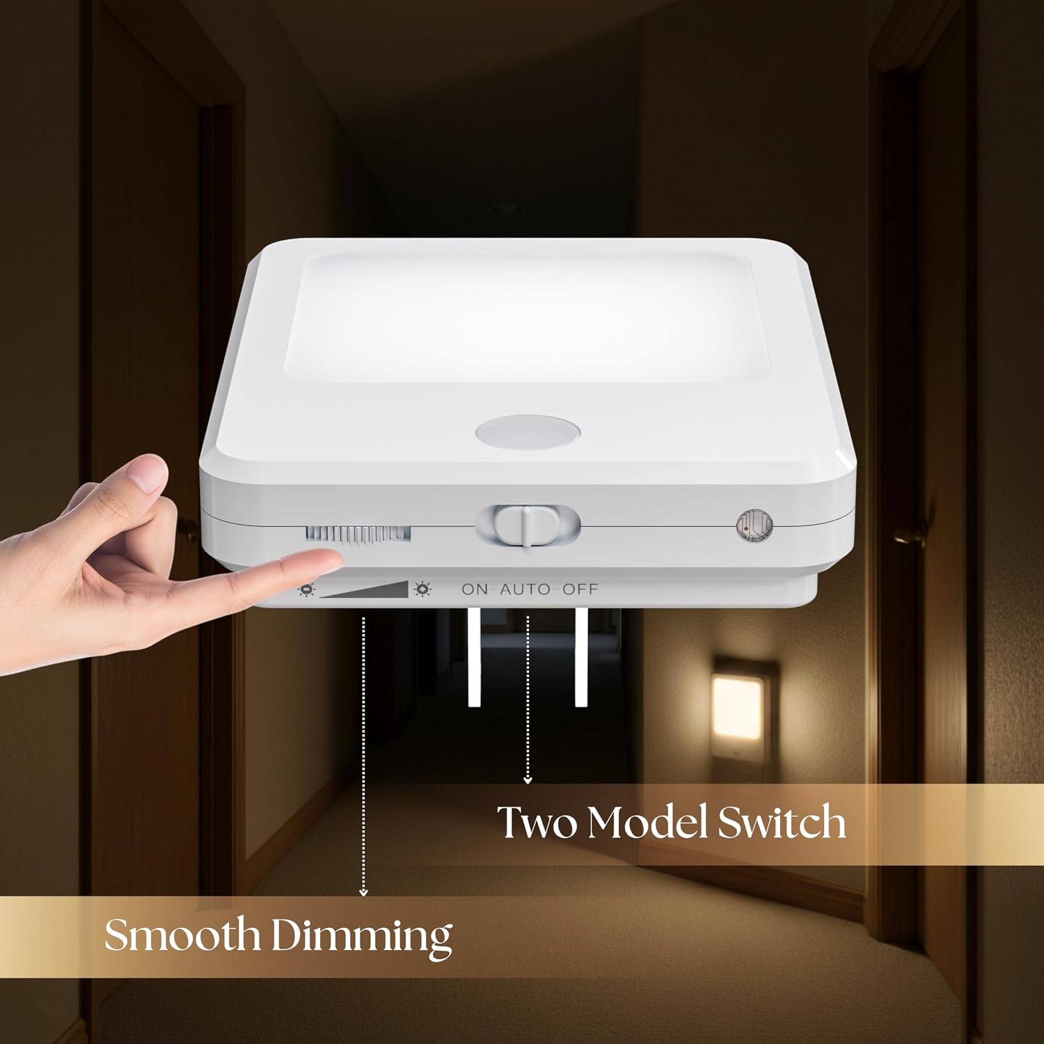 DYMOND Plug in Night Lights with Motion Sensor Dusk to Dawn, Dimmable Warm White Soft Light for Hallway, Bedroom, Bathroom, Stairway…