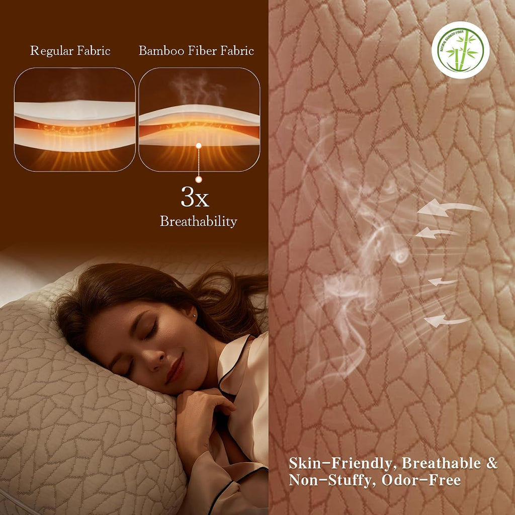 Memory Foam Pillows for Sleeping Adjustable Breathable Bed Pillow for Side, Back, and Stomach Sleepers Washable Pillow Cover Cloud Nest…