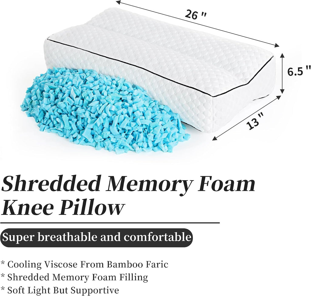 BALAPET Shredded Memory Foam Knee Pillow for Side Sleepers, Pillow Between Legs for Aligns Spine, Supportive Leg Pillow for Pregnancy…