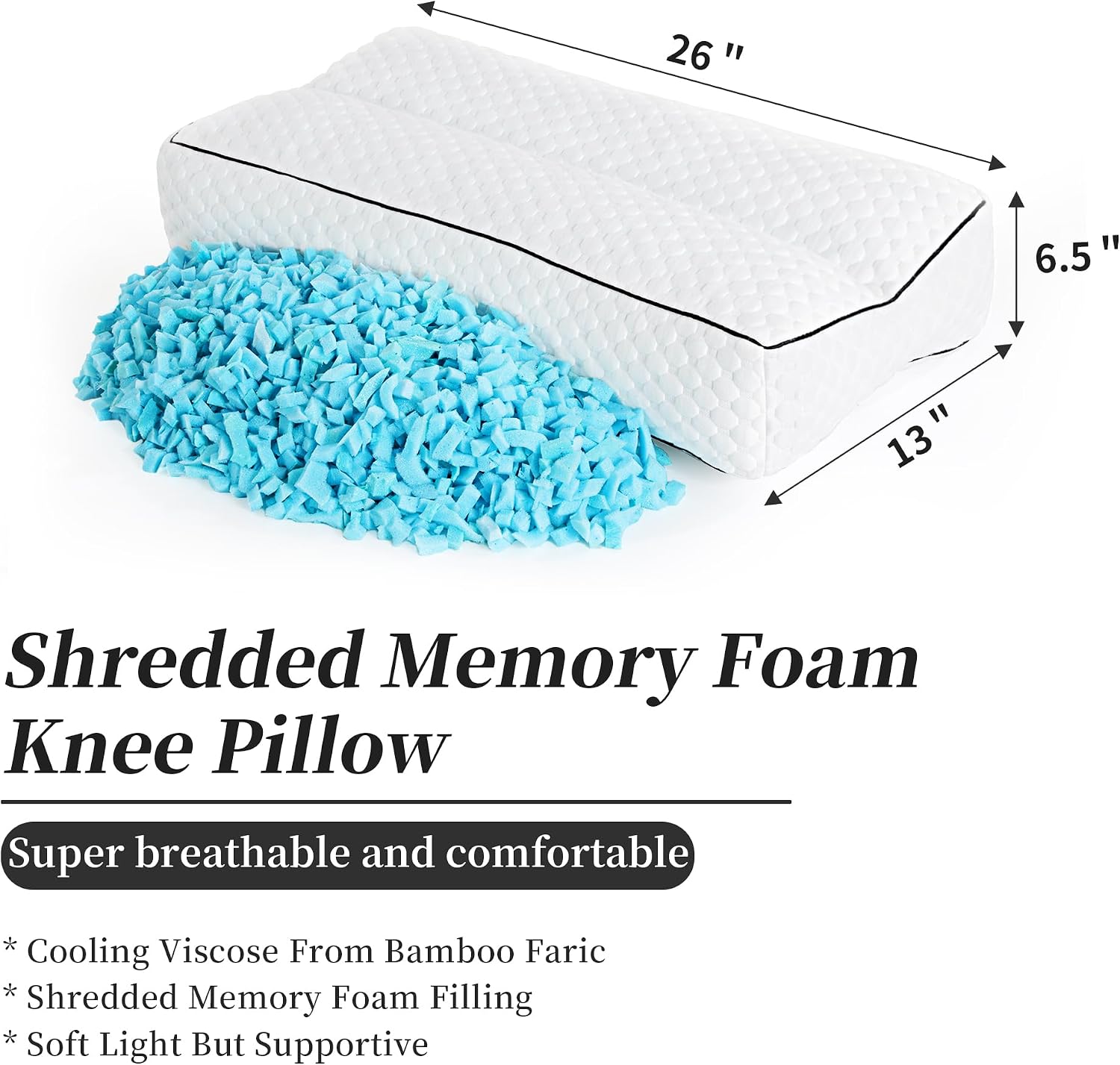 BALAPET Shredded Memory Foam Knee Pillow for Side Sleepers, Pillow Between Legs for Aligns Spine, Supportive Leg Pillow for Pregnancy…